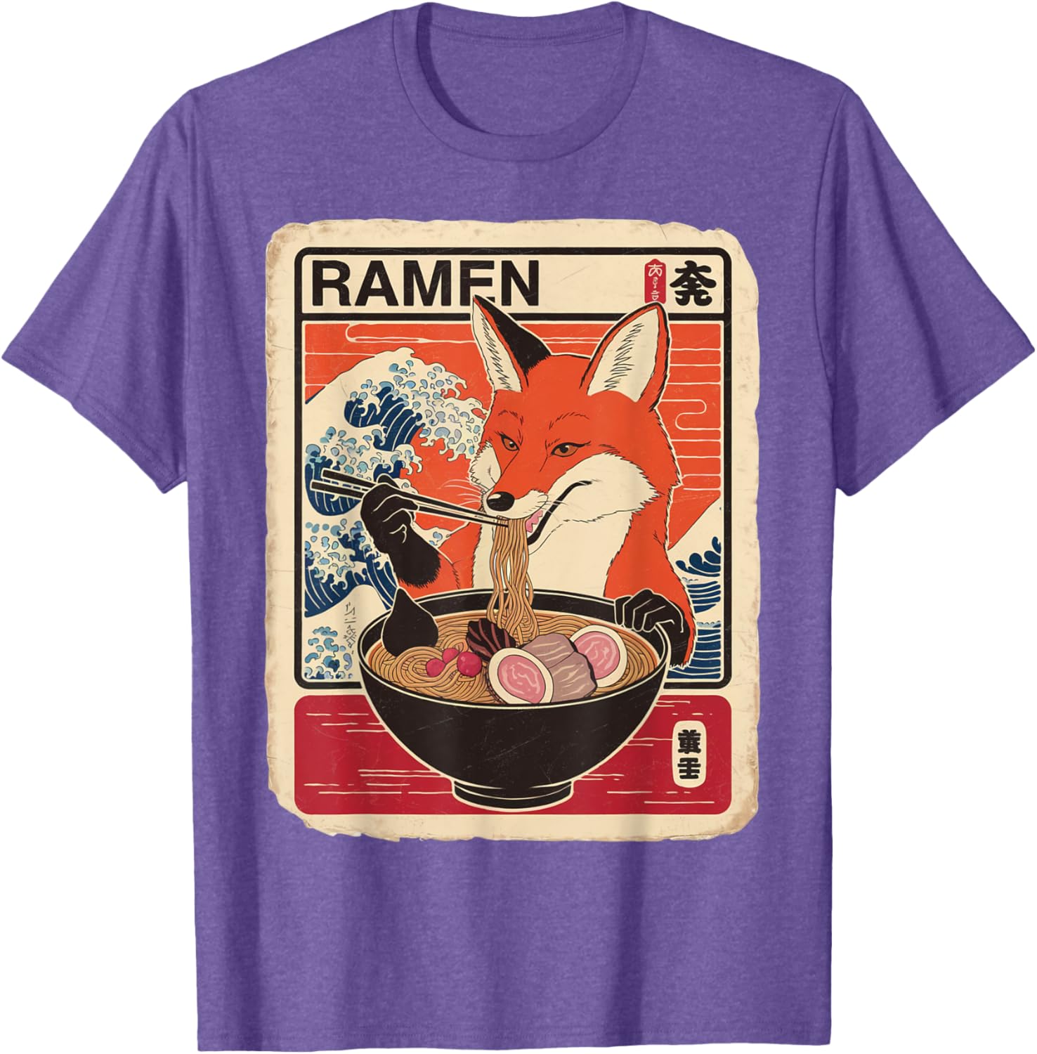 Kawaii Fox Ramen Graphic T-Shirt Cute Ezo Orange Fox Apparel - 25