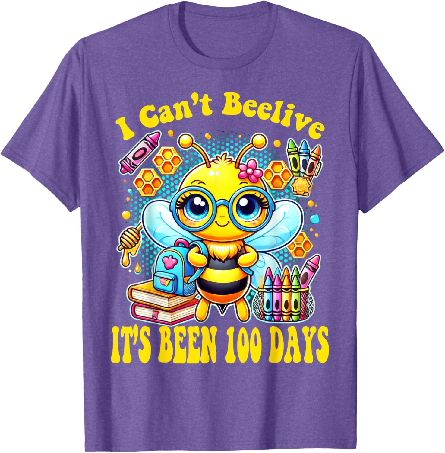 Funny Bee 100 Days of School T-Shirt for Kids - Perfect Milestone Outfit - 8