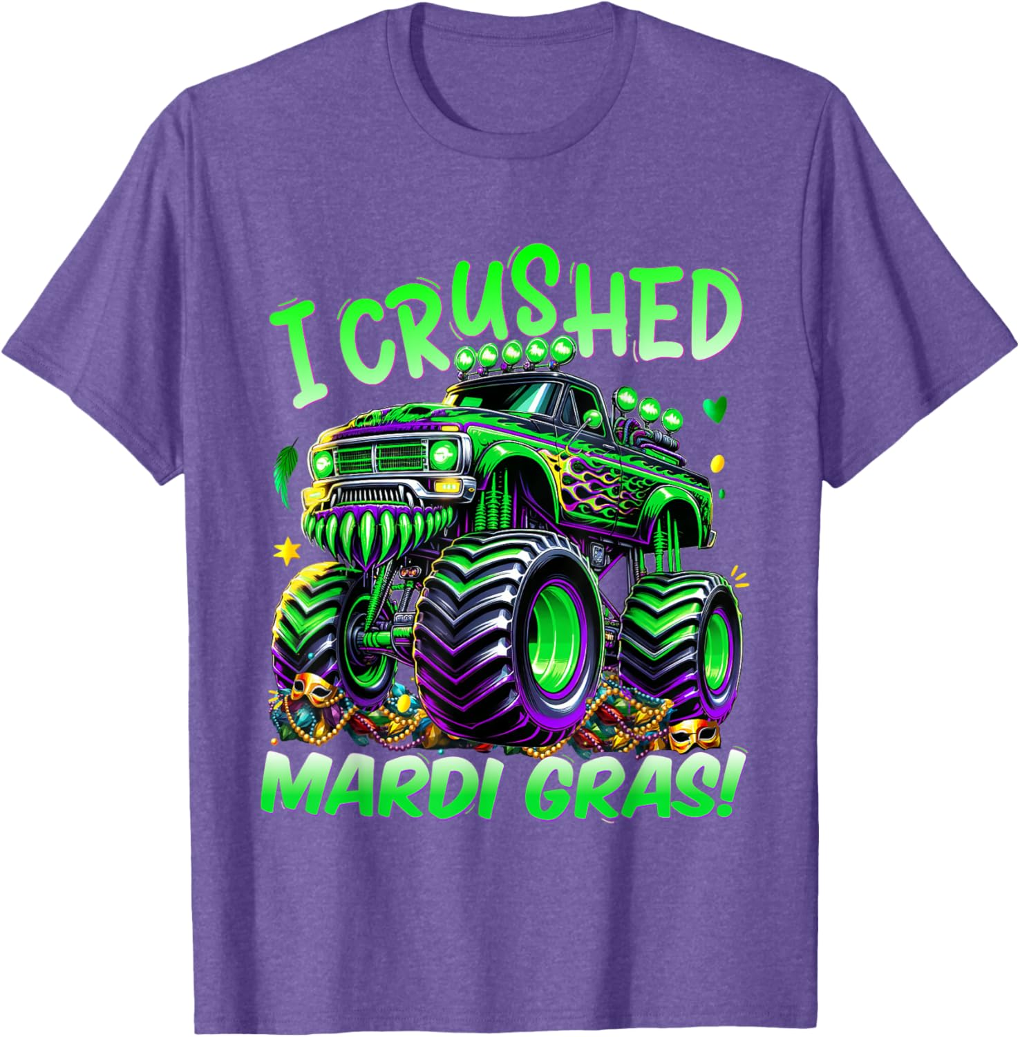 I Crushed Mardi Gras Monster Truck Tee for Boys and Kids Fun Shirt - 12