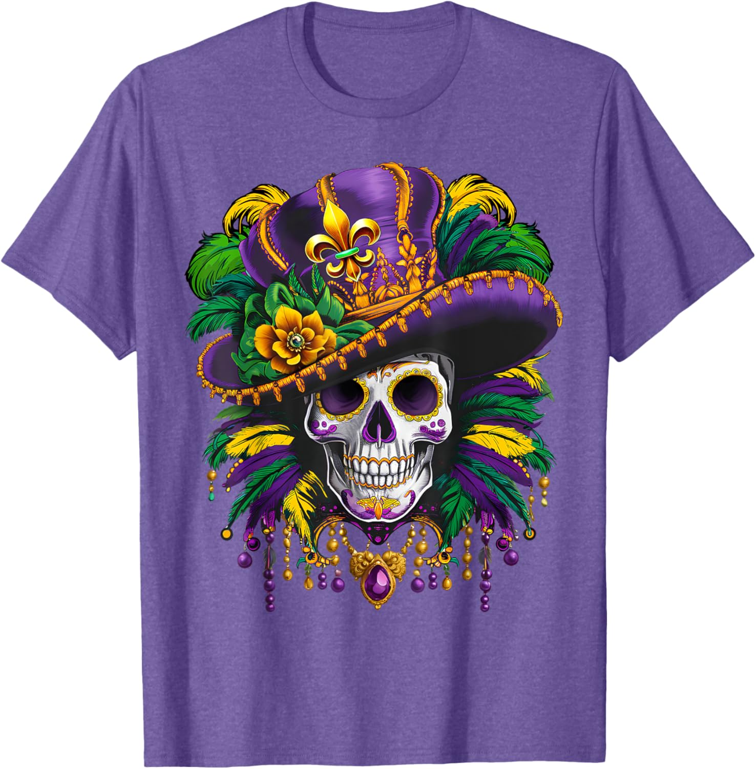 Mardi Gras Sugar Skull T-Shirt for New Orleans Carnival Fun - 13