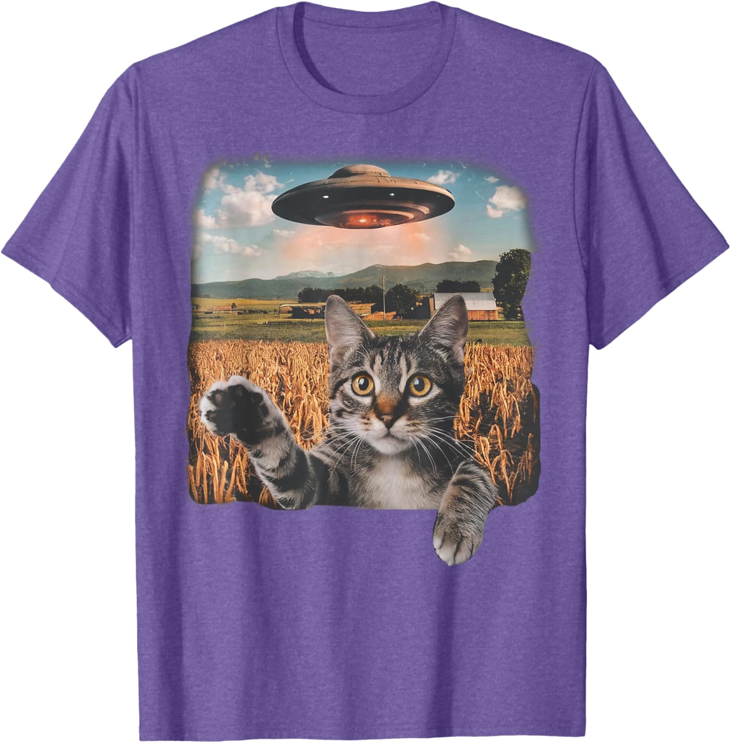 Cat Selfie with Alien UFO T-Shirt for Men, Women, and Kids - 12