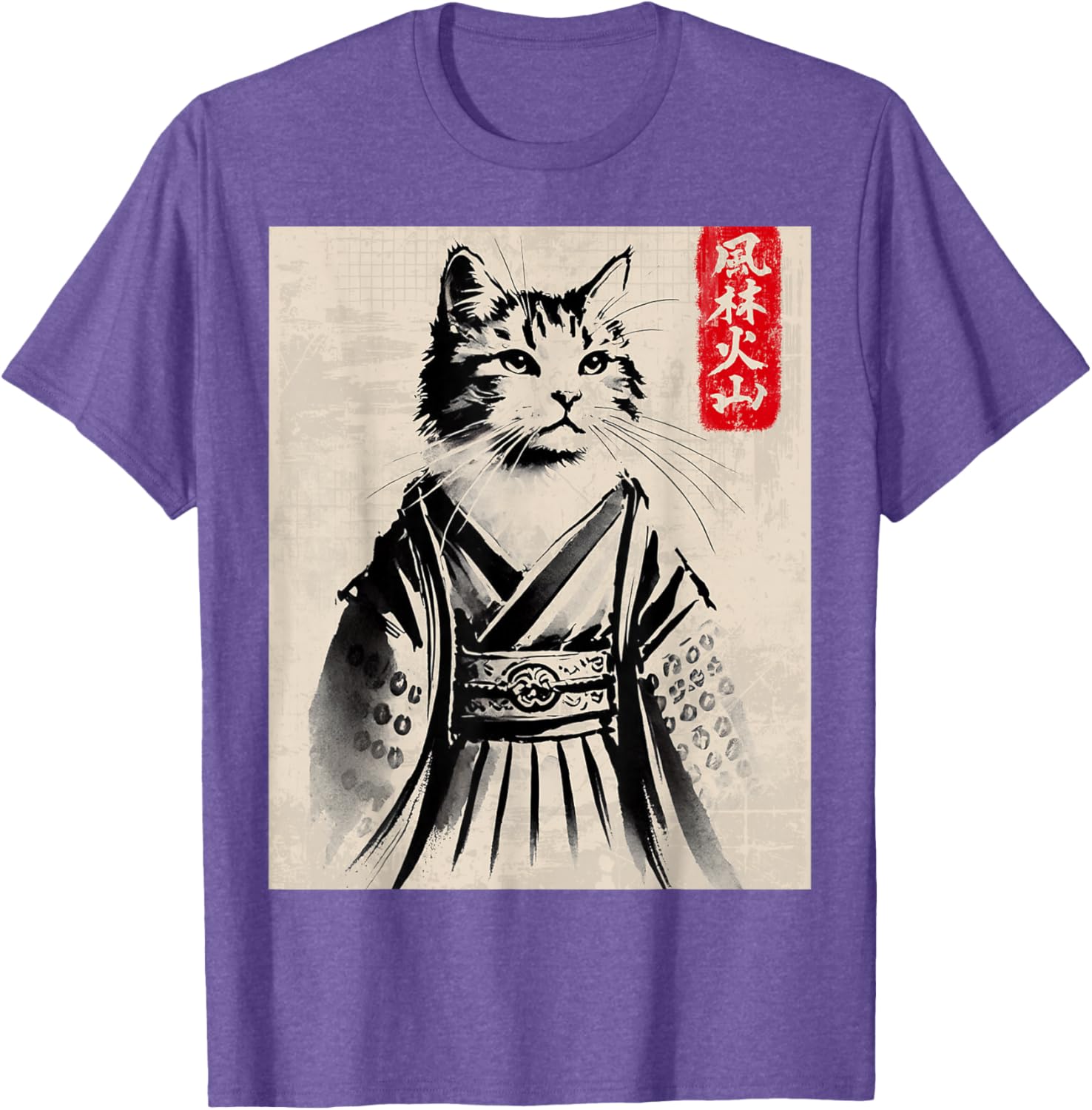 Samurai Cat Ukiyo-e Warrior Art T-Shirt for Cat Lovers and Art Fans - 19