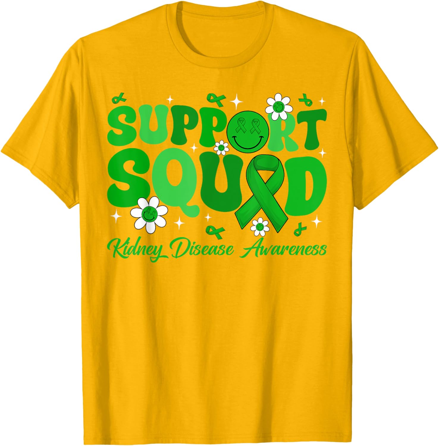 Groovy Support Squad Kidney Disease Awareness Green Ribbon T-Shirt - 13