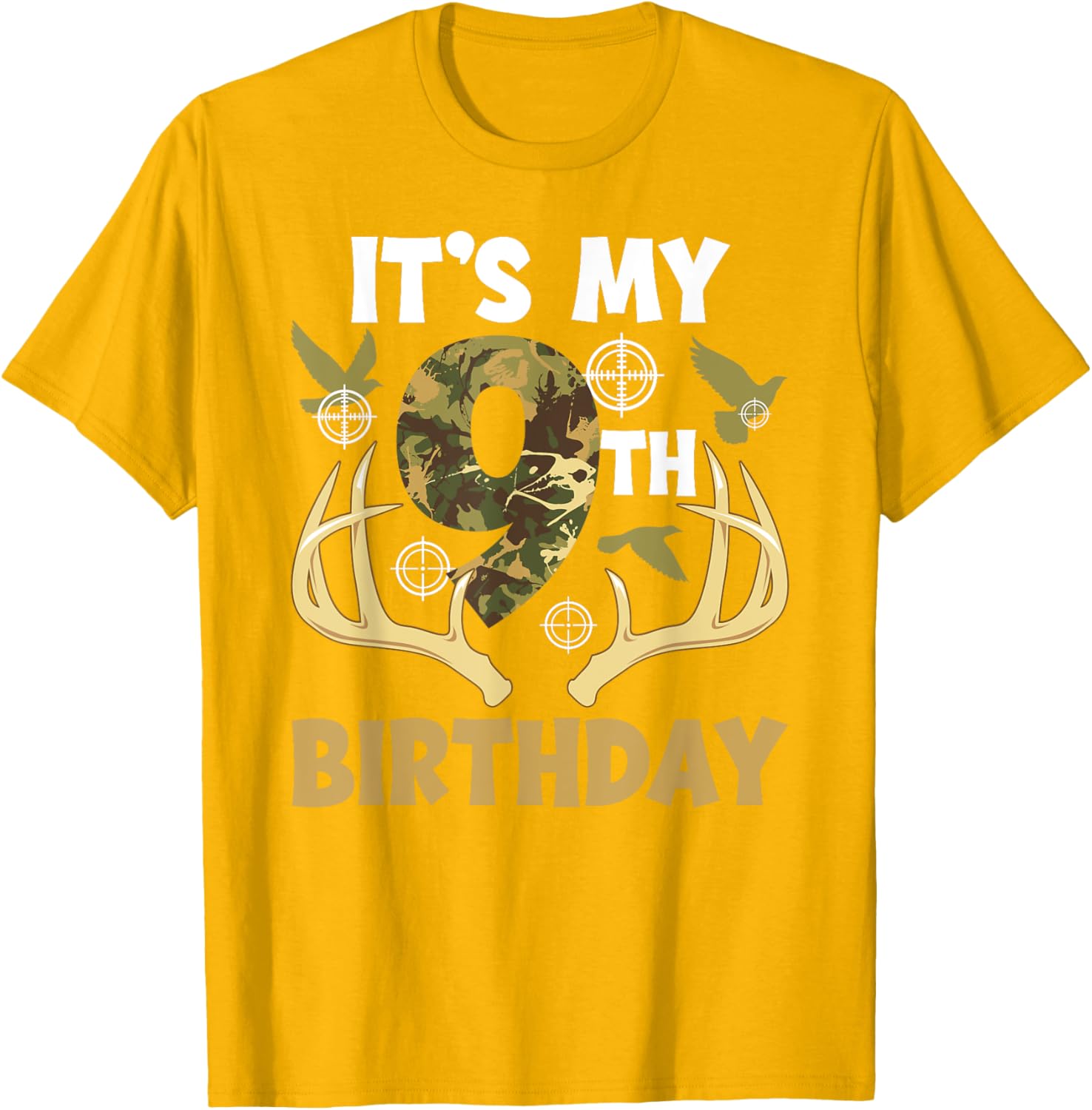 9th Birthday Hunting T-Shirt for Boys Fun Hunter Design Gift - 3