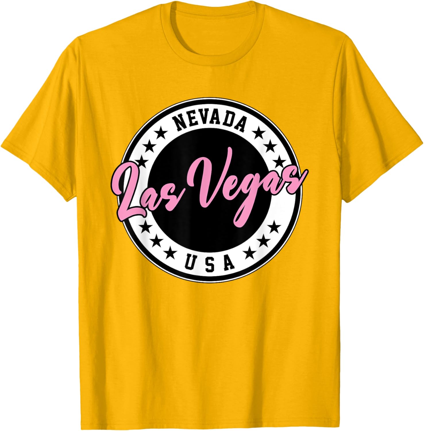 Las Vegas Nevada Pink Script Circle T-Shirt for Fun Fashion Lovers - 3