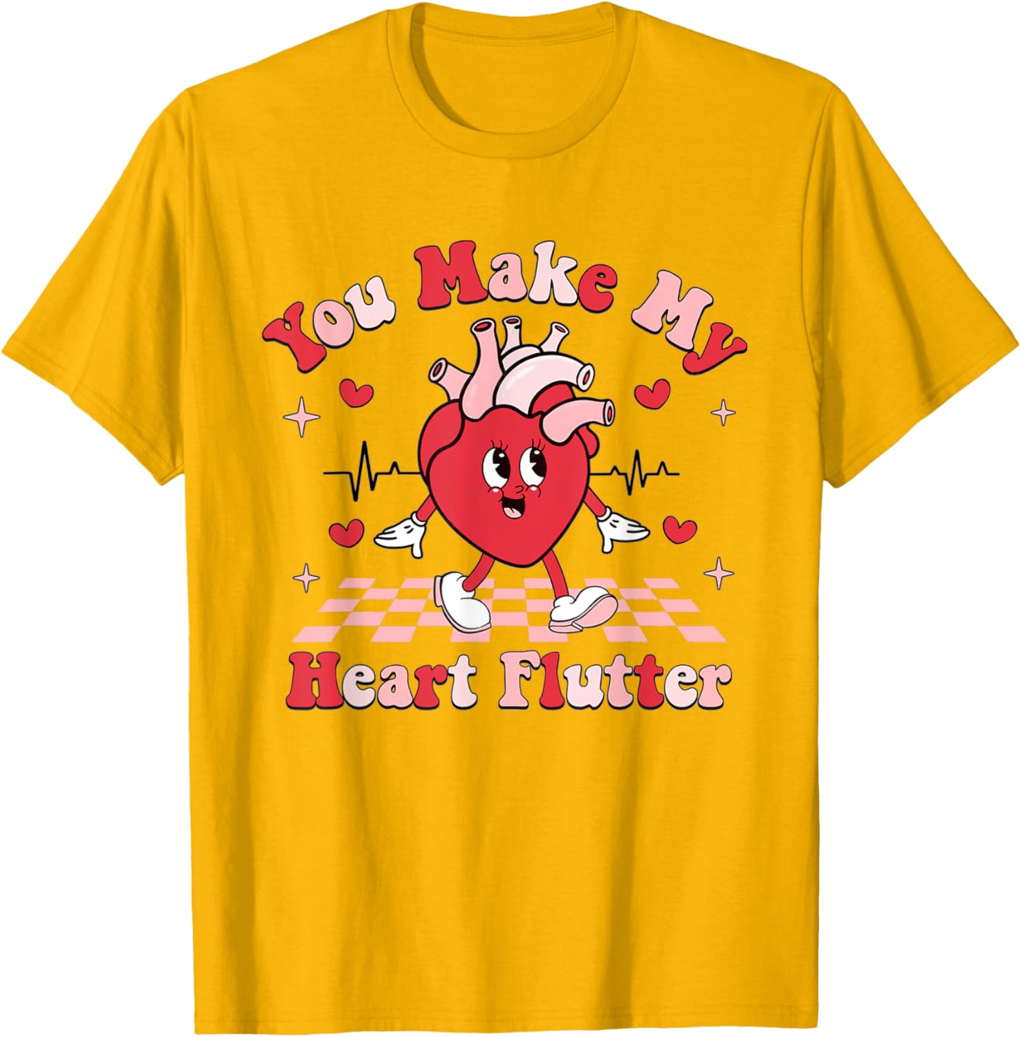 Cardiac Nurse Valentine T-Shirt You Make My Heart Flutter Gift - 8