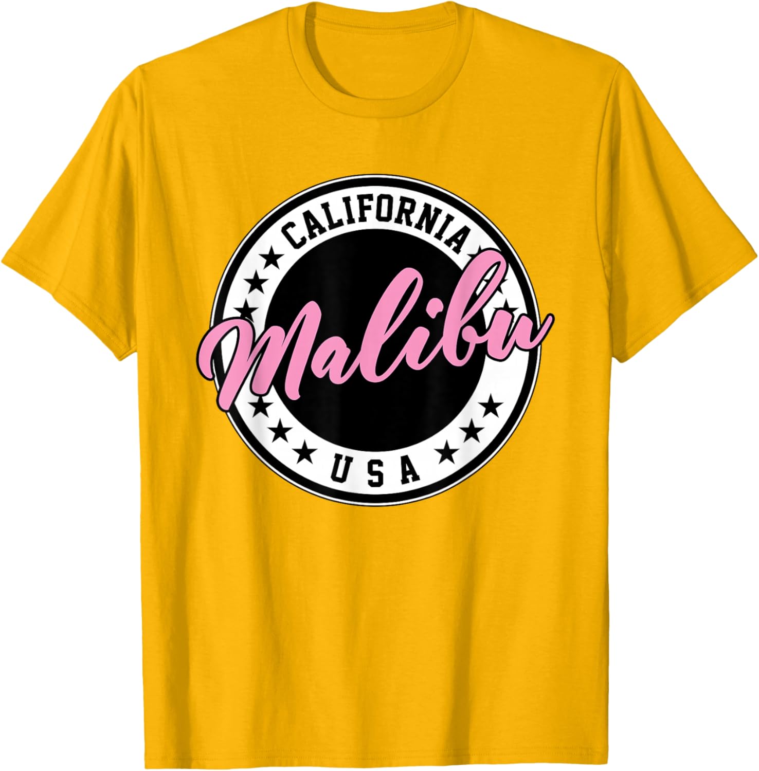 Malibu California Pink Script Circle T-Shirt for Trendy Summer Style - 29