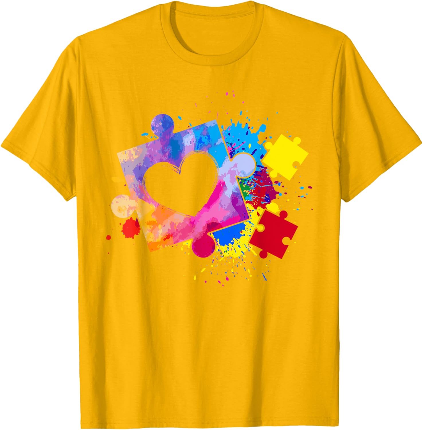Autism Awareness Tie Dye Puzzle Piece Heart Kids T-Shirt for Boys and Girls - 7