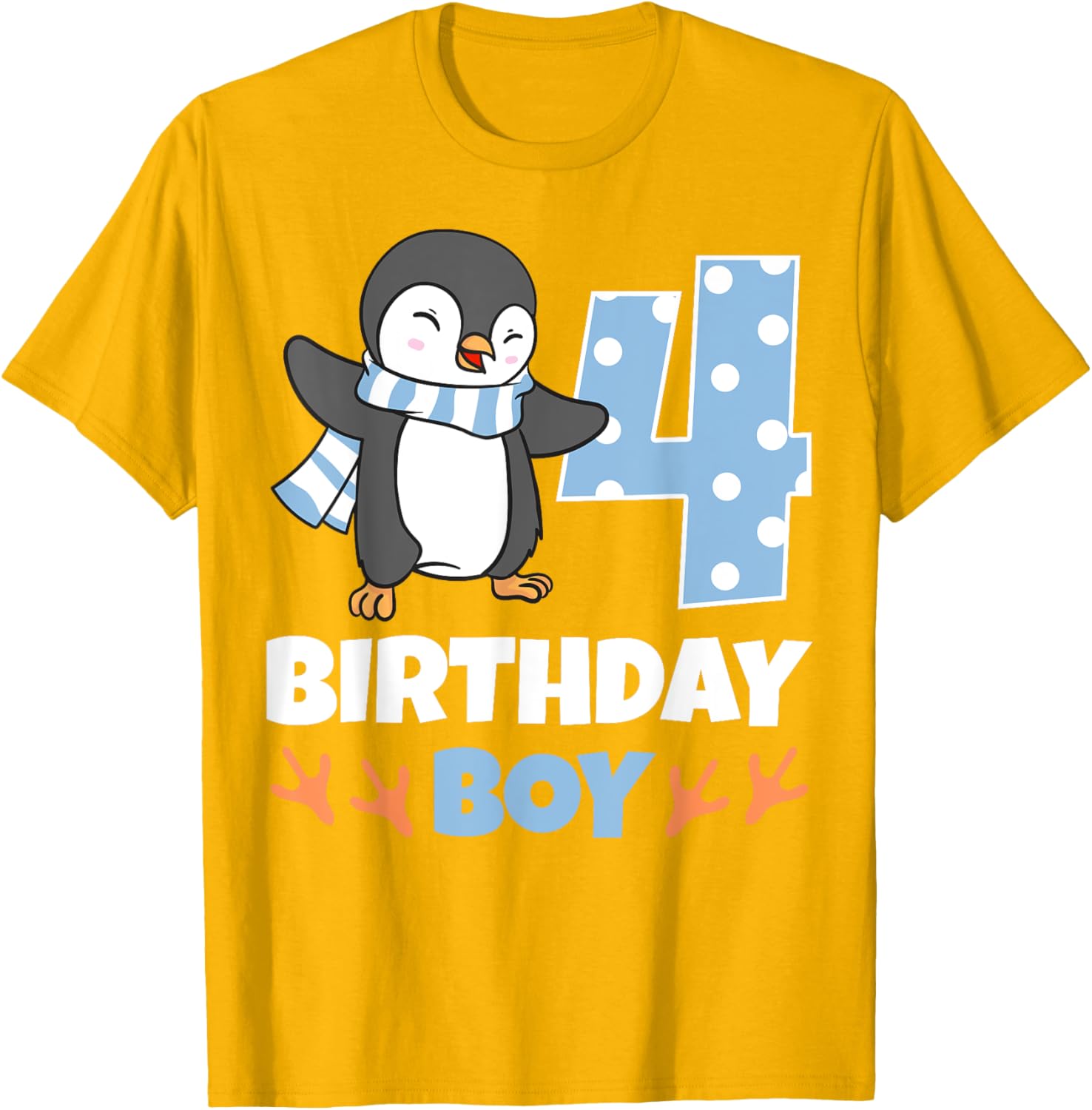 Adorable Penguin 4th Birthday Boy Winter Theme Party T-Shirt - 4