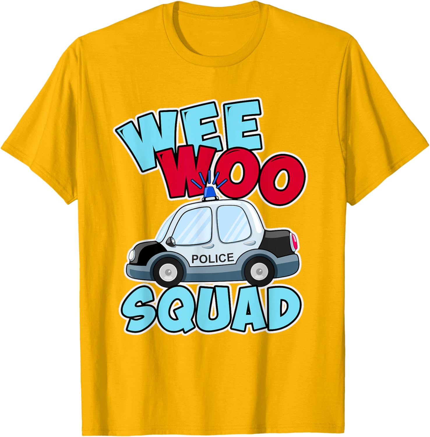 Wee Woo Squad Police Car T-Shirt for Kids - Fun Policeman Design - 6