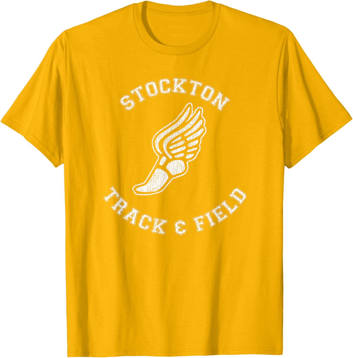Stockton Track & Field Retro 80s Distressed T-Shirt for Casual Style - 1