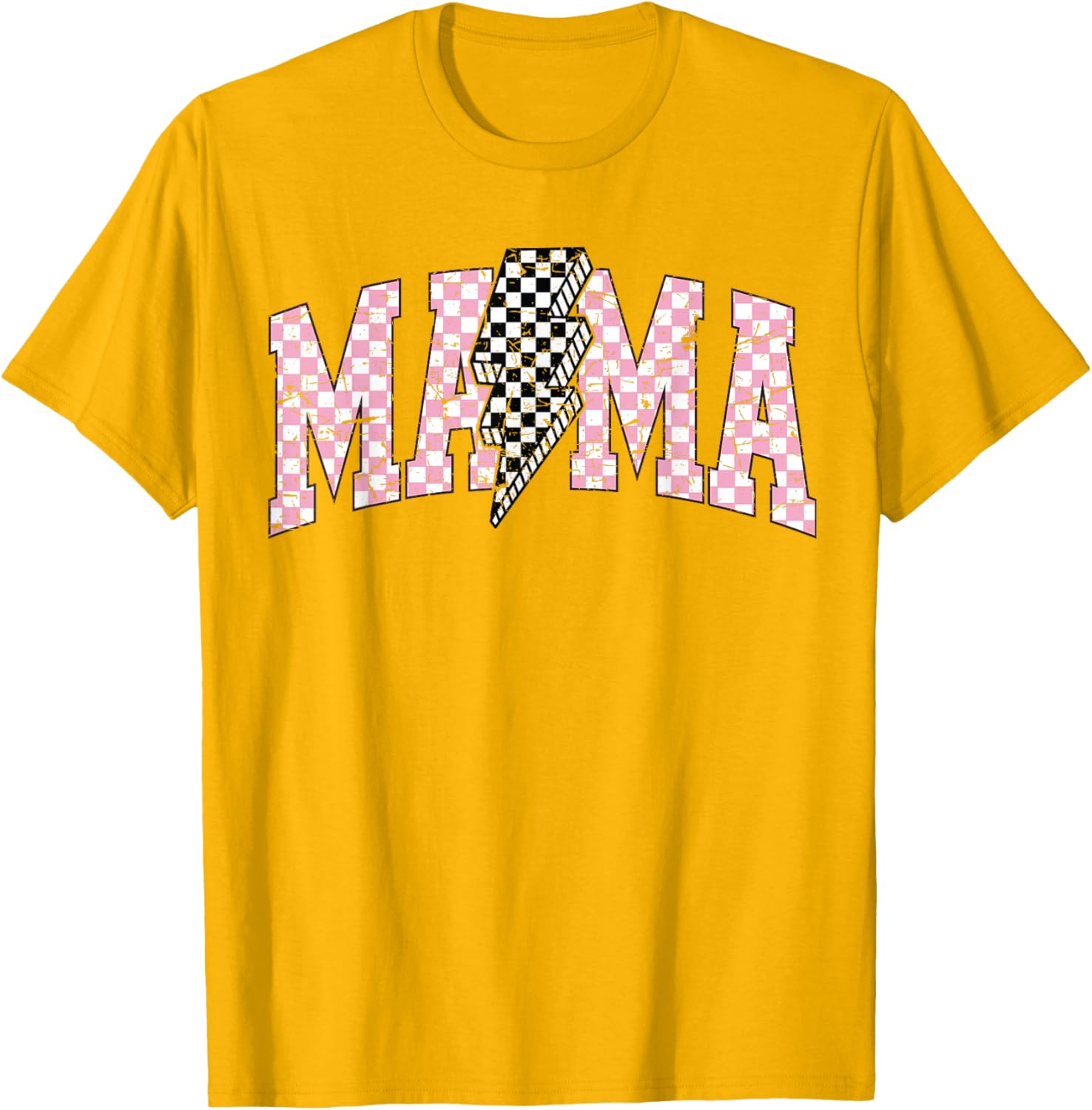 Retro Checkered Bolt Mama T-Shirt for Women, Men, Girls, and Kids - 18