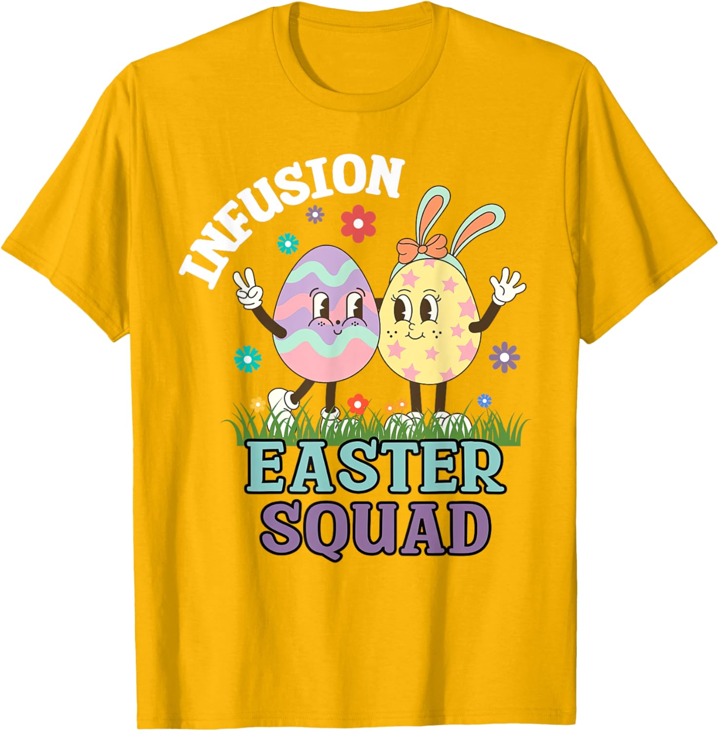 Infusion Nurse Easter Squad Bunny Eggs T-Shirt for Oncology Nurses - 10