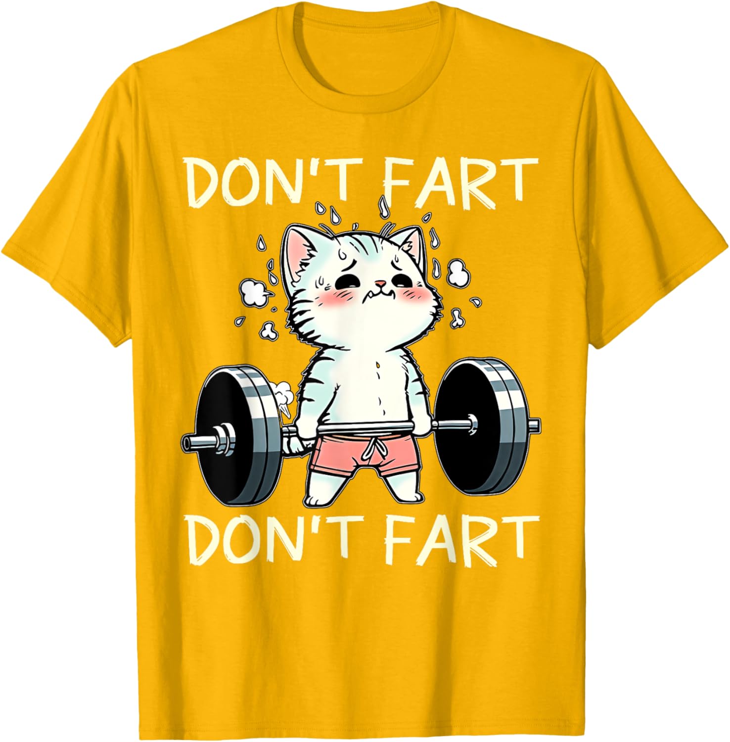 Funny Don't Fart Cat Weight Lifting T-Shirt for Fitness Lovers - 24
