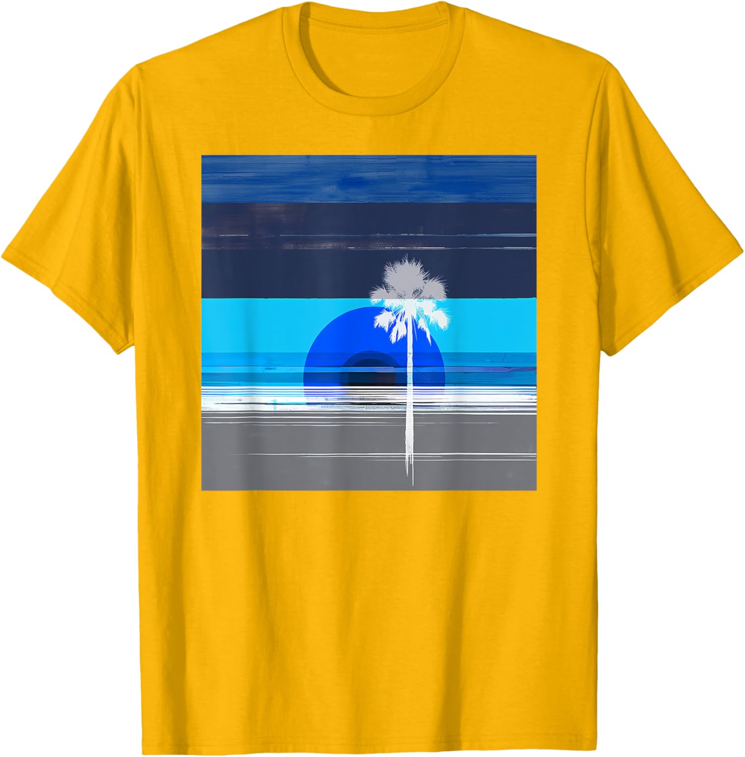 Stylish Palm Tree Tropical Landscape Abstract Art T-Shirt for Trendy Wear - 26