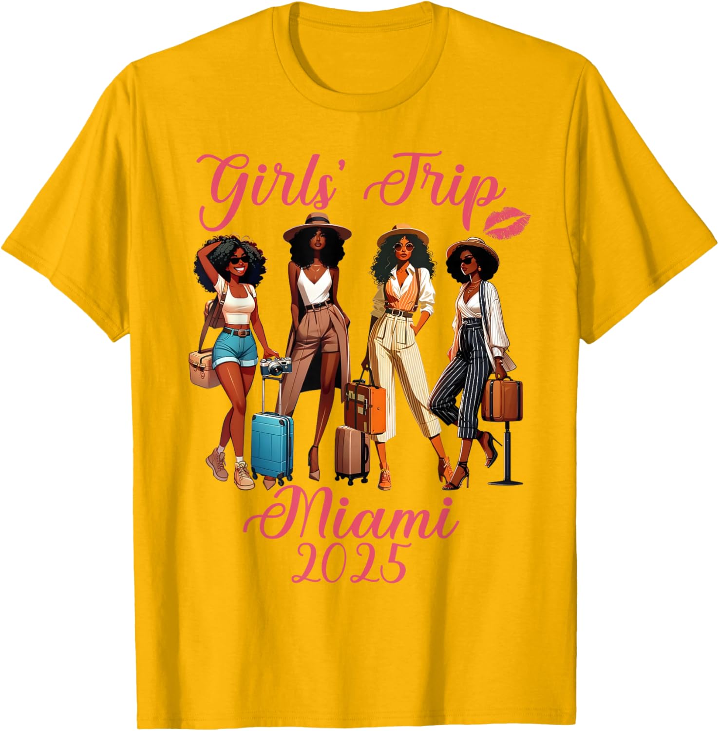 Miami Girls Trip 2025 Birthday Squad T-Shirt for Black Girls Fun Vacation - 19