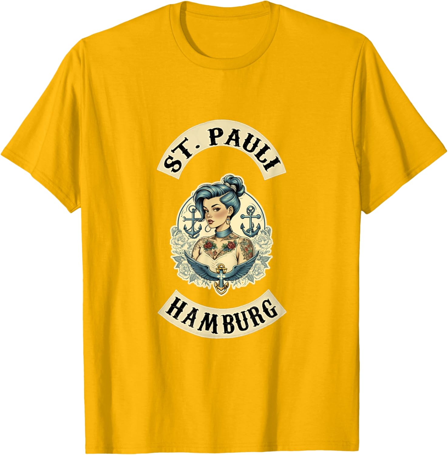 Hamburg St. Pauli Reeperbahn Sailor Tattoo Girl T-Shirt for Fans - 1