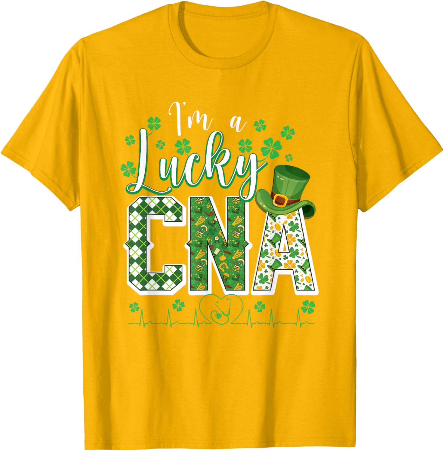 Funny Lucky CNA Nurse Shamrock St Patrick's Day T-Shirt for Scrubs - 16