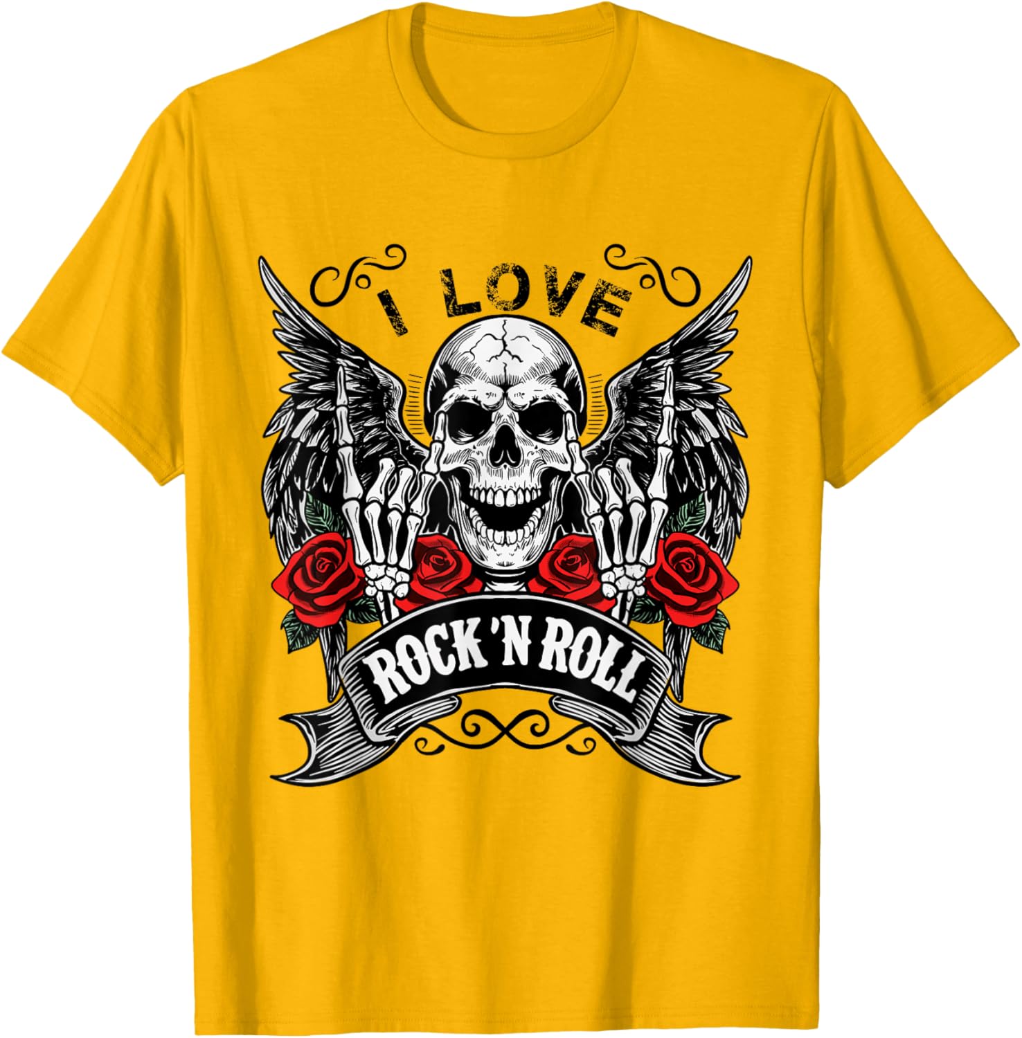 Vintage Rock And Roll Skeleton Hands T-Shirt for Music Lovers - 1