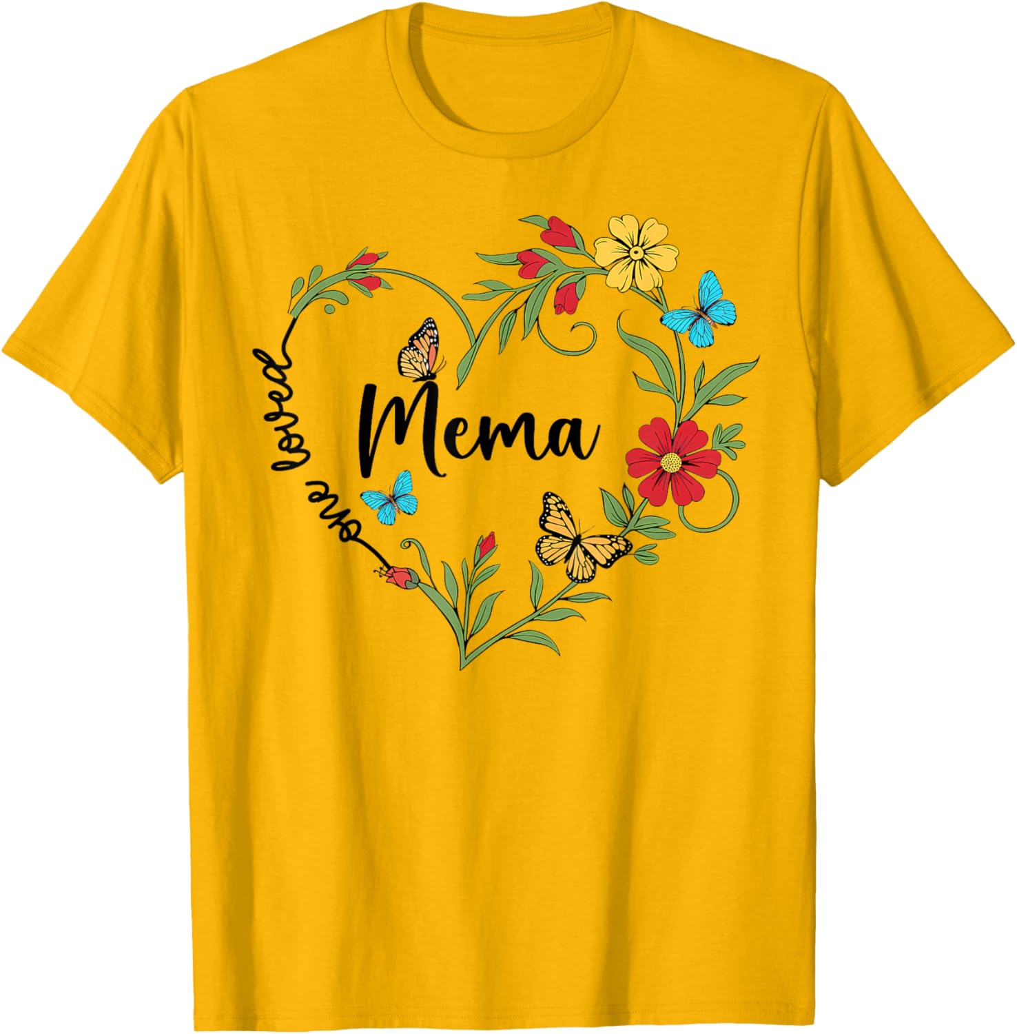Floral One Loved Mema Heart T-Shirt for Mom and Grandma on Mother's Day - 3