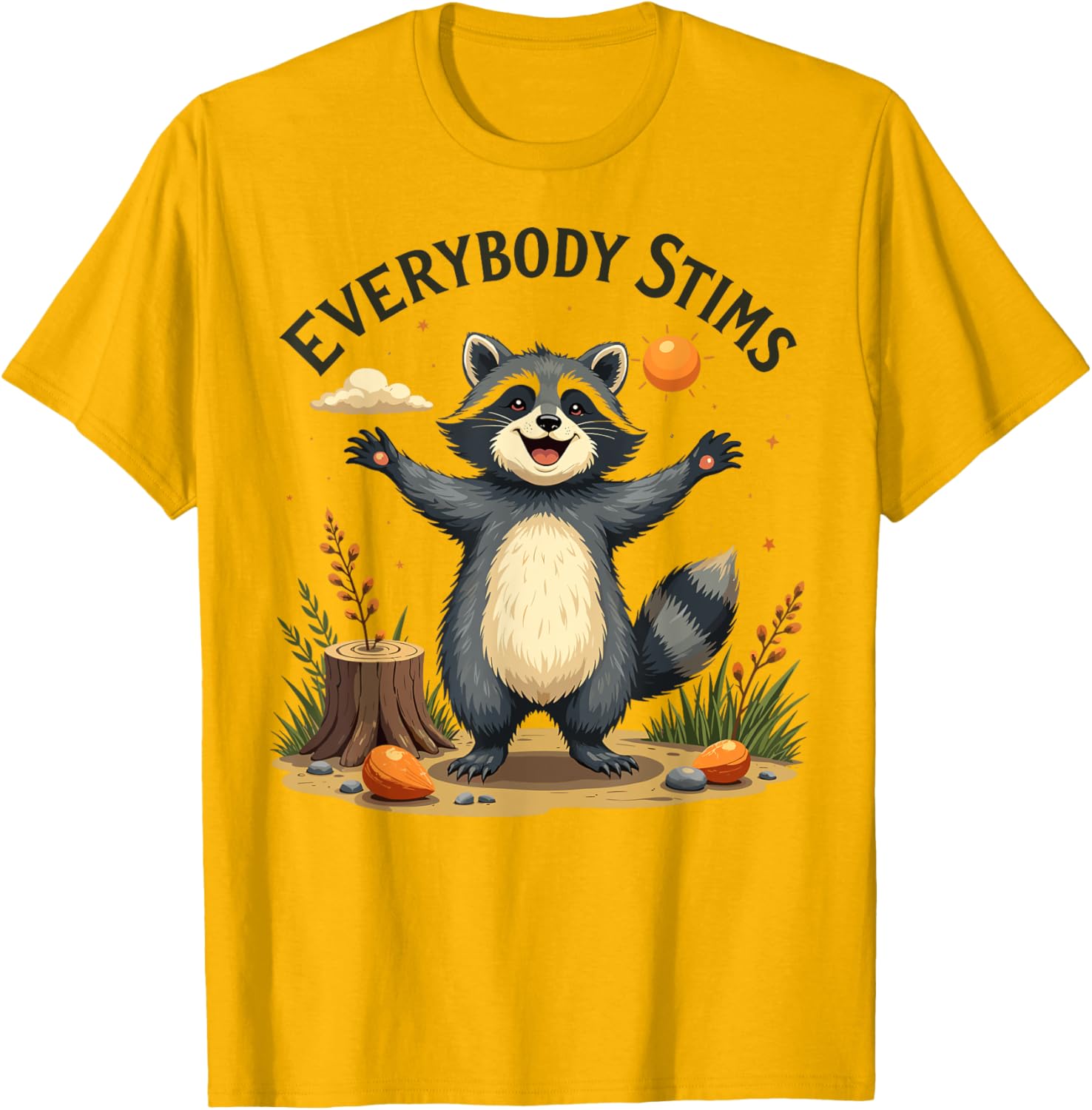 Support Autism Awareness with Everybody Stims Raccoon T-Shirt - 8