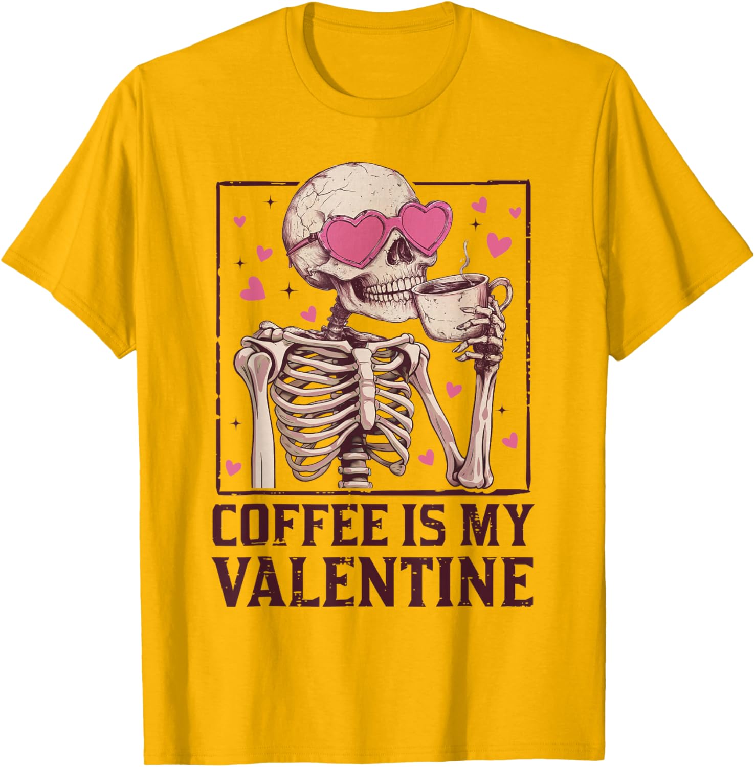 Coffee Is My Valentine Skeleton Graphic T-Shirt for Coffee Lovers - 5