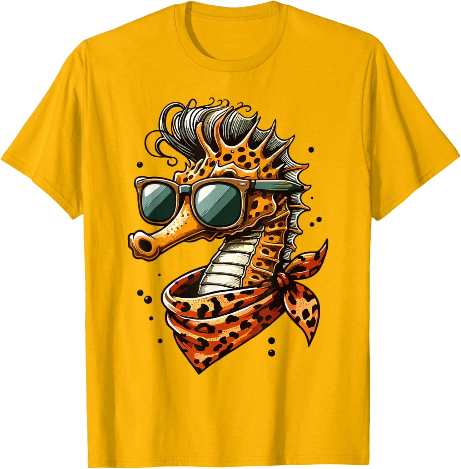 Seahorse with Leopard Scarf and Sunglasses Fun T-Shirt for Animal Lovers - 15