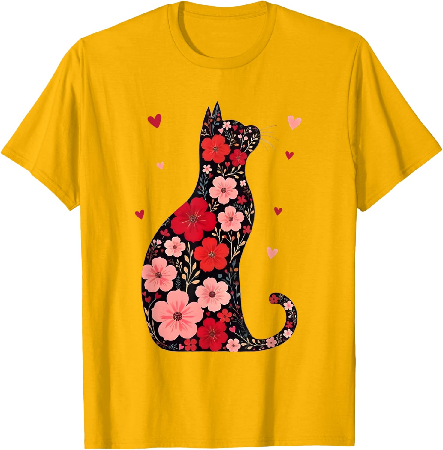 Happy Meowentine's Day Floral Cat T-Shirt for Women - Cute Valentine's Gift - 11