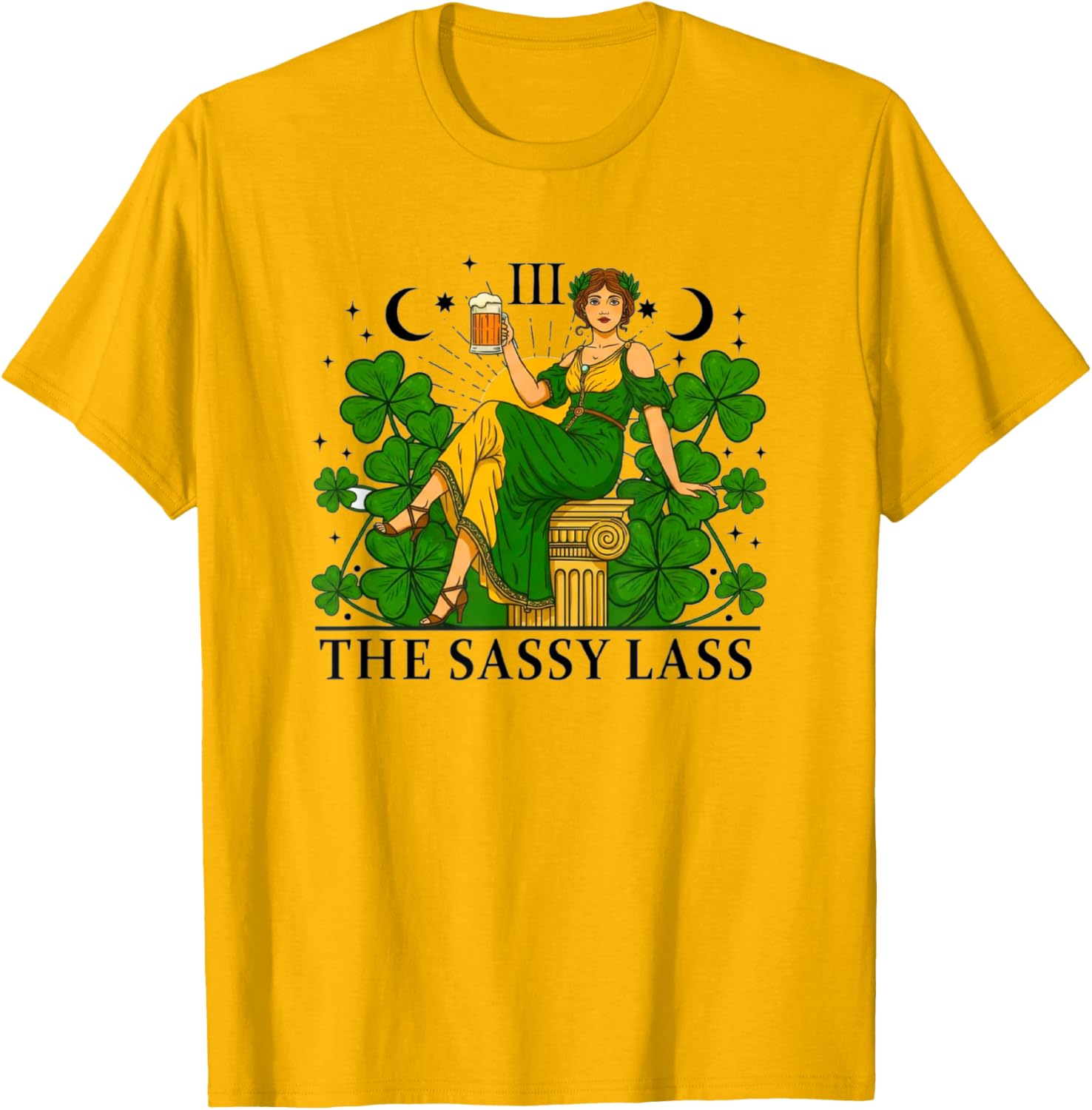 Funny Patrick's Day Sassy Lass Tarot Card T-Shirt for Festive Fun - 7