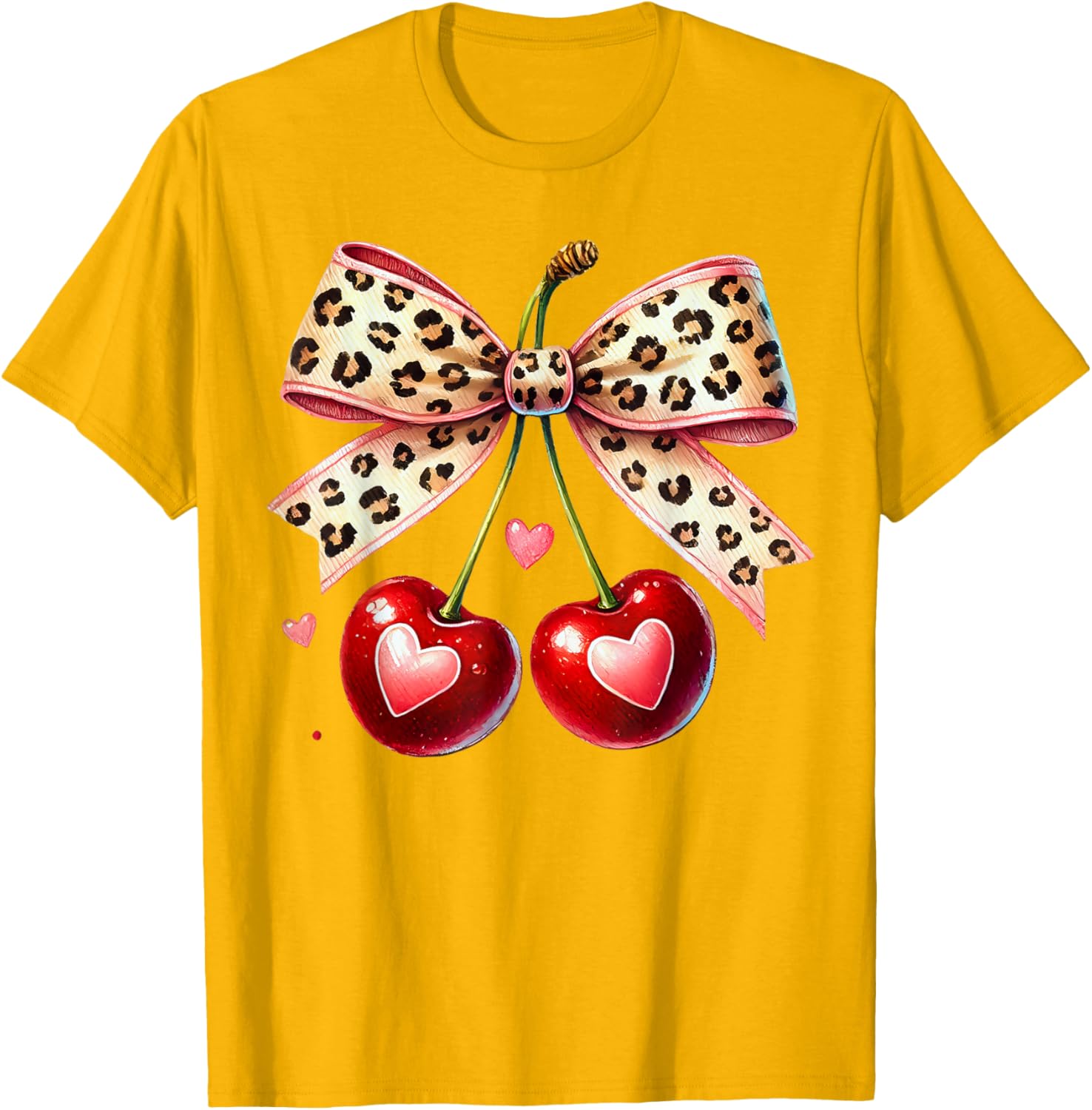 Coquette Cherry Heart Leopard Ribbon Bow T-Shirt for Valentine's Day - 28