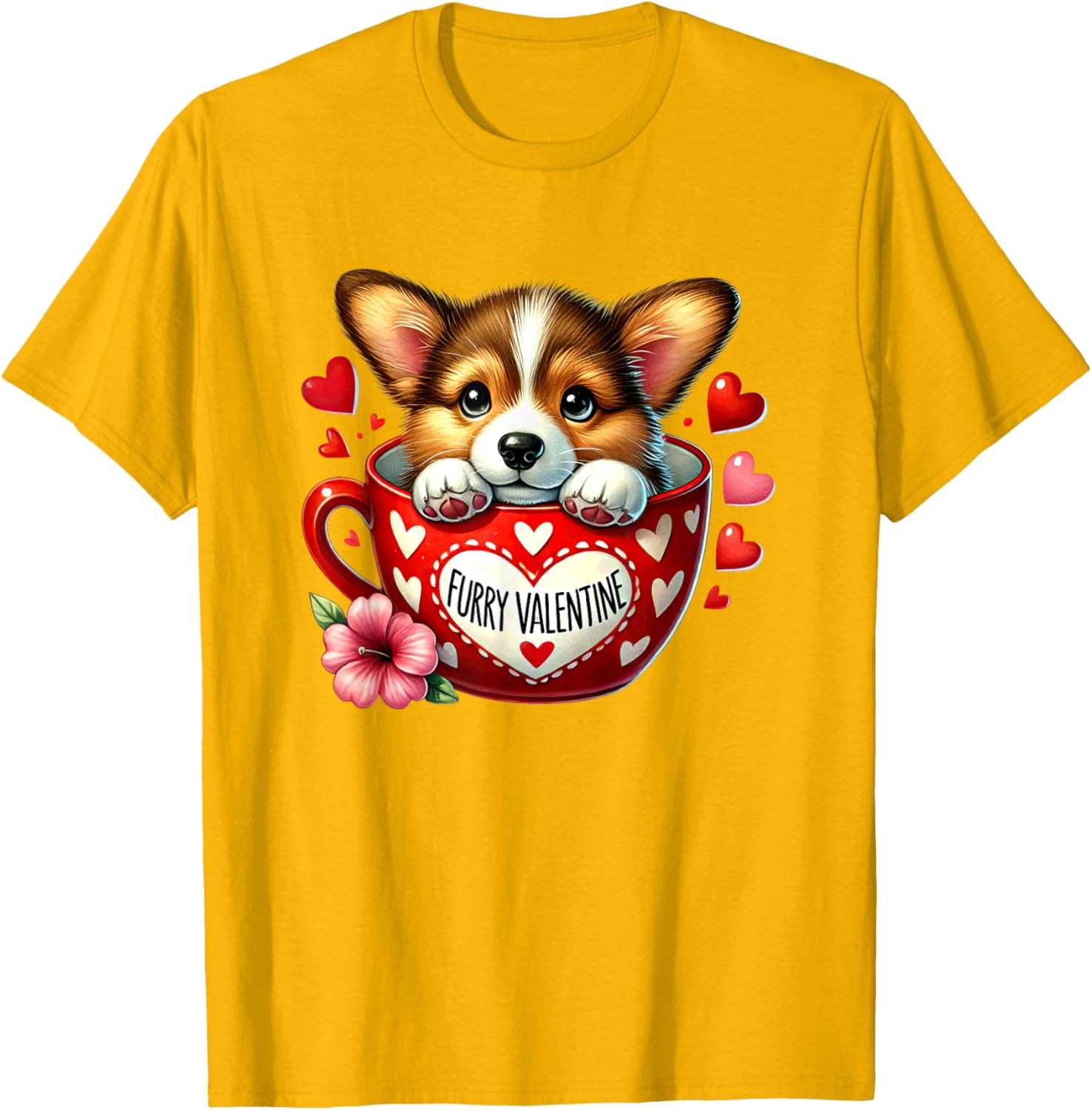 Furry Valentine Corgi Puppy Love T-Shirt for Dog Lovers and Friends - 14