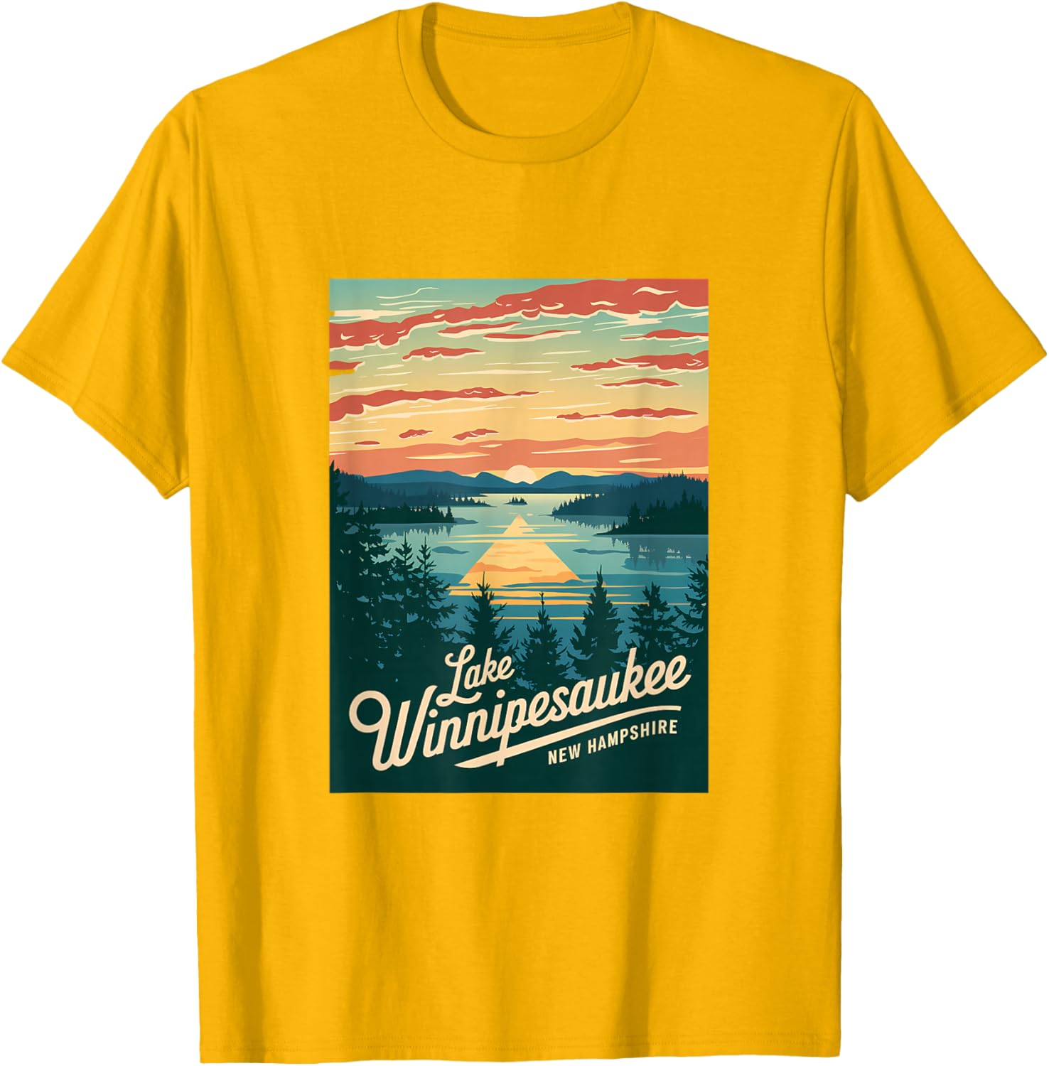 Sunset Beauty T-Shirt Featuring Scenic Lake Winnipesaukee, New Hampshire - 1