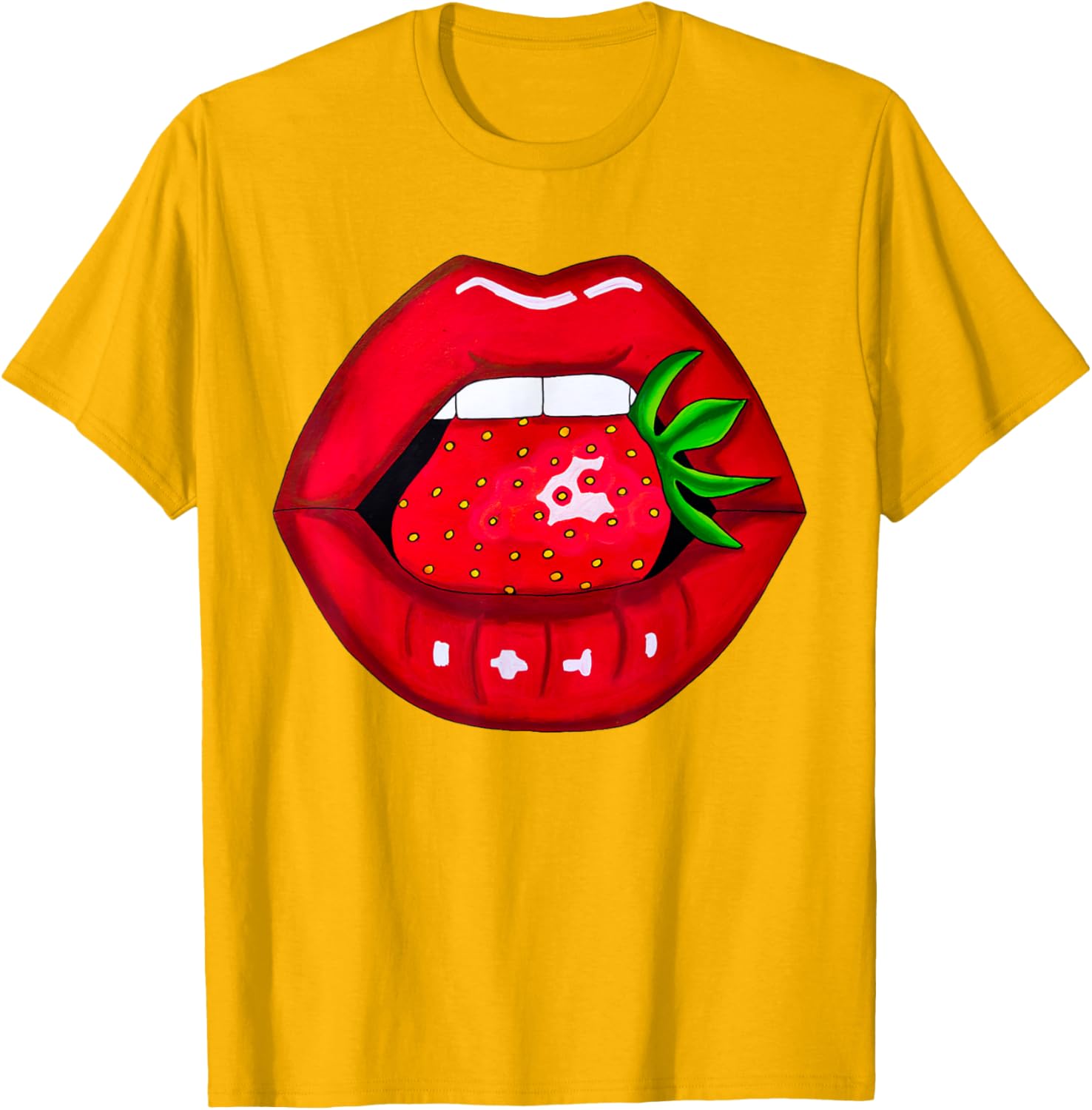 Sexy Strawberry Lips Red Lipstick Women's T-Shirt for Fun Fashion - 29