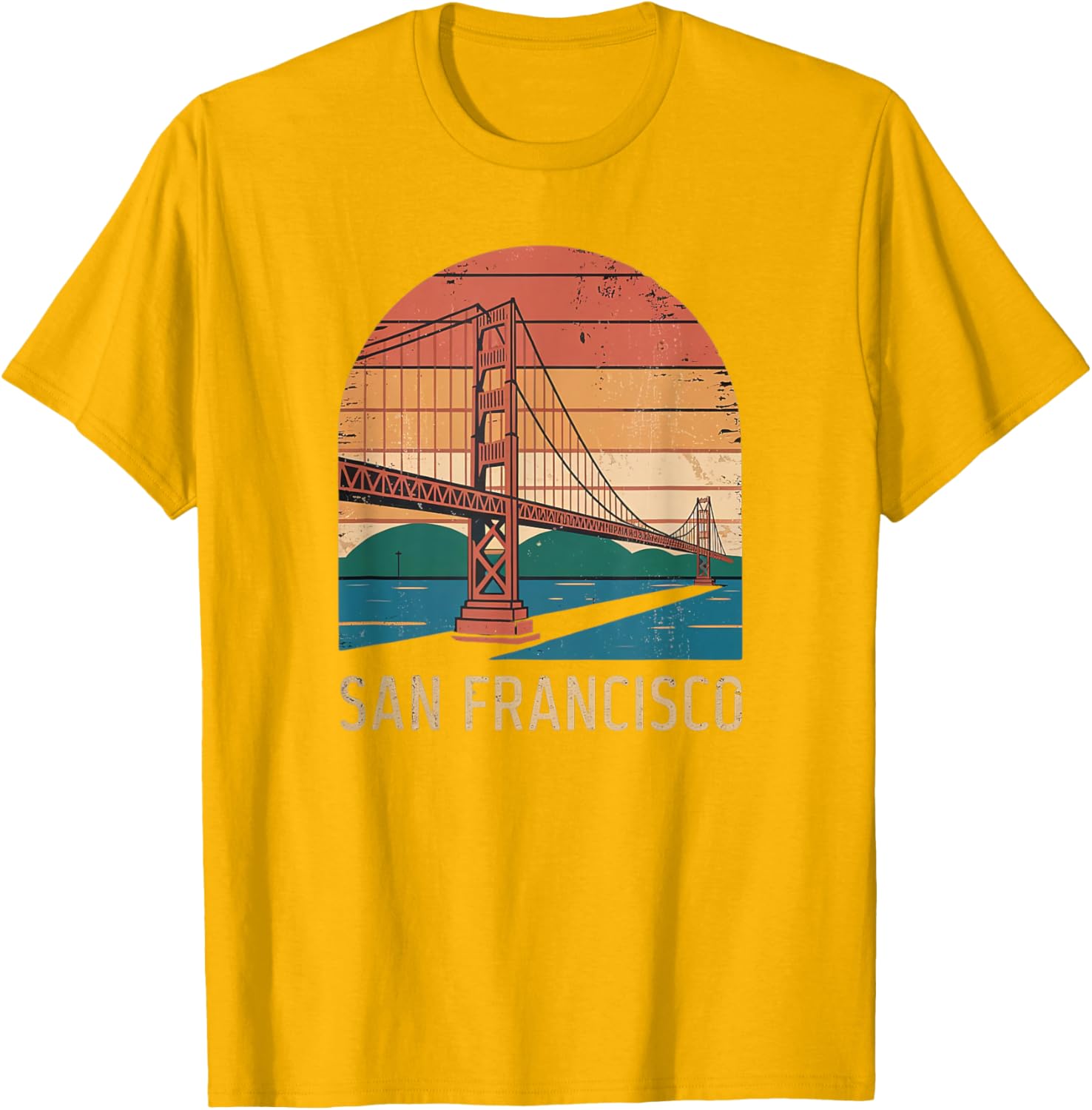 Retro San Francisco Bridge Sunset T-Shirt for Vintage Style Lovers - 6