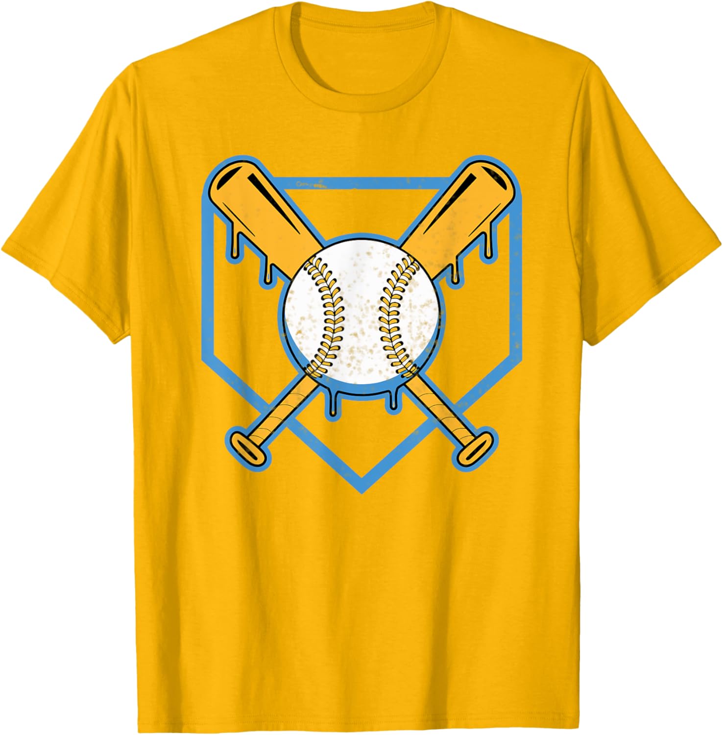 Yellow Baseball Home Plate Drip T-Shirt for Boys Sports Style - 12