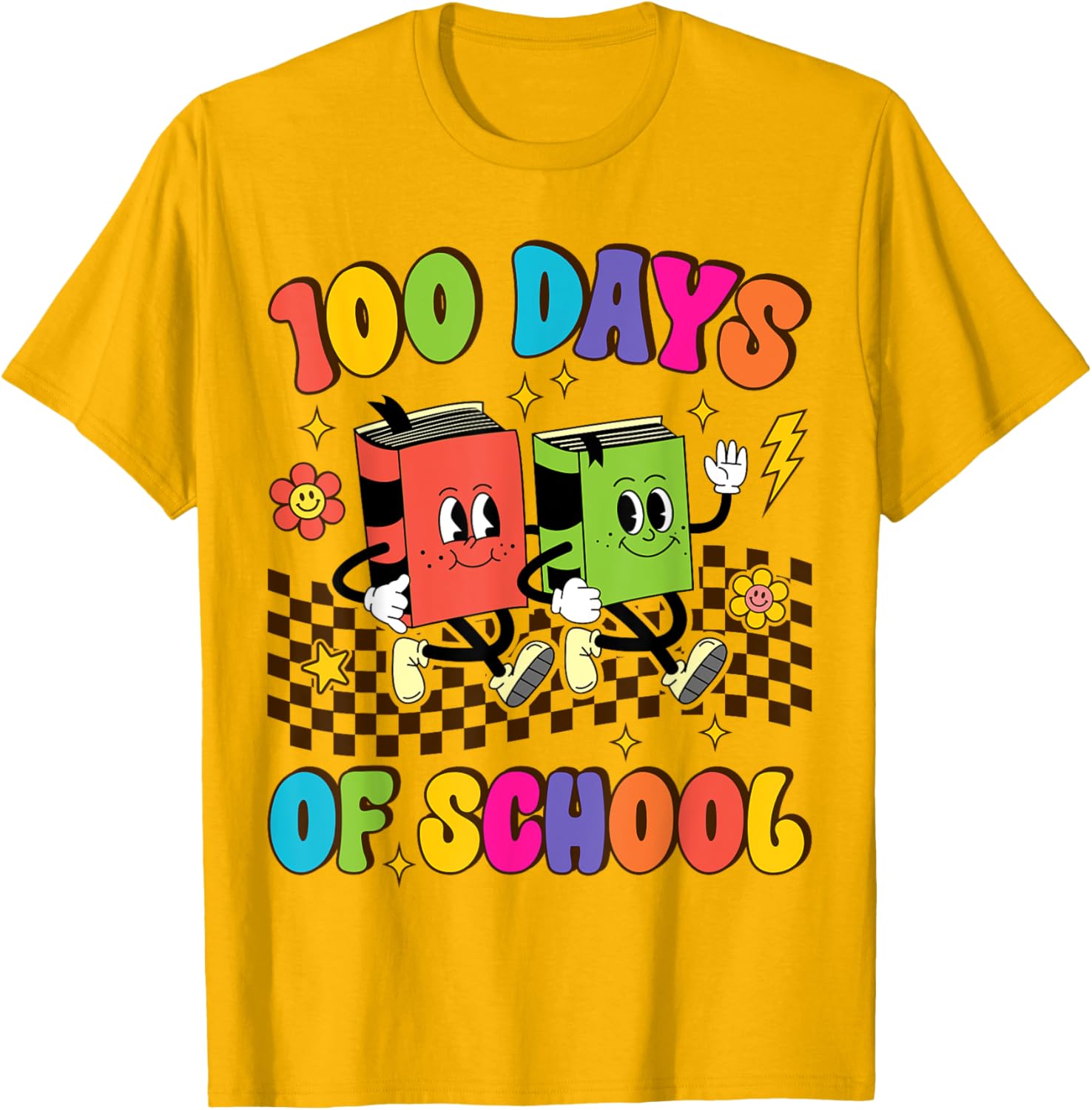 Groovy 100 Days of School T-Shirt for Kids and Teachers Fun Shirt - 8