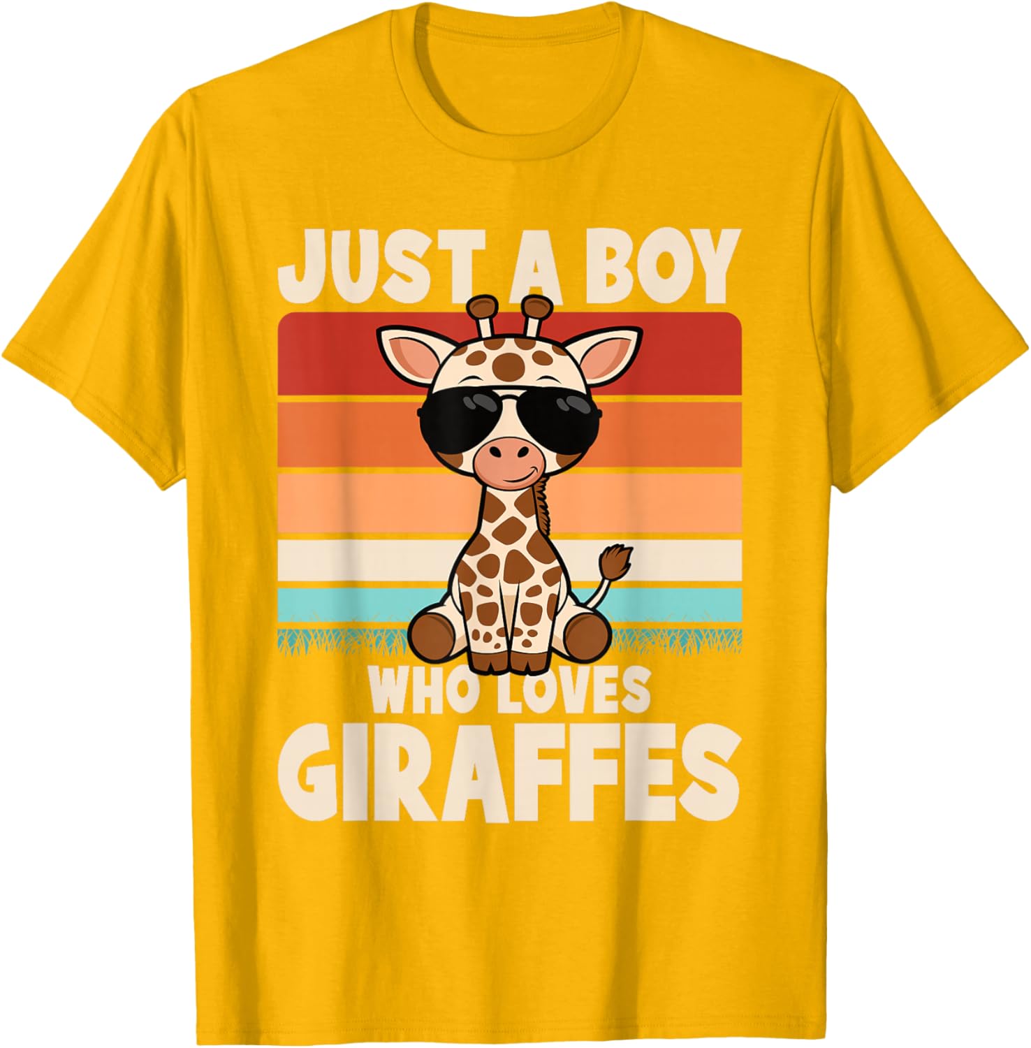 Just A Boy Who Loves Giraffes Retro Wild Animal Kids T-Shirt - 14