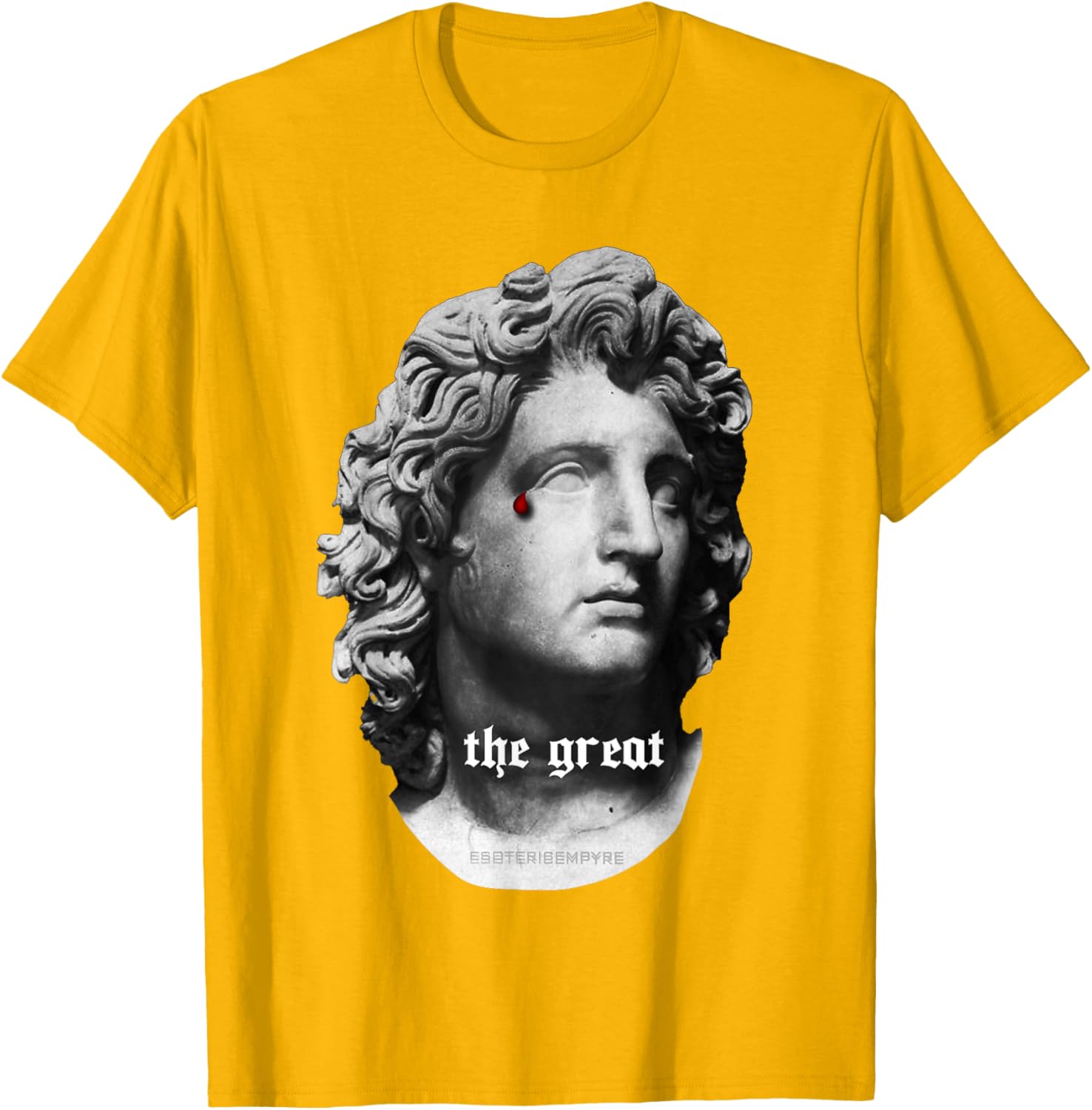 Alexander the Great Bust T-Shirt with Unique Bloody Teardrop Design - 19
