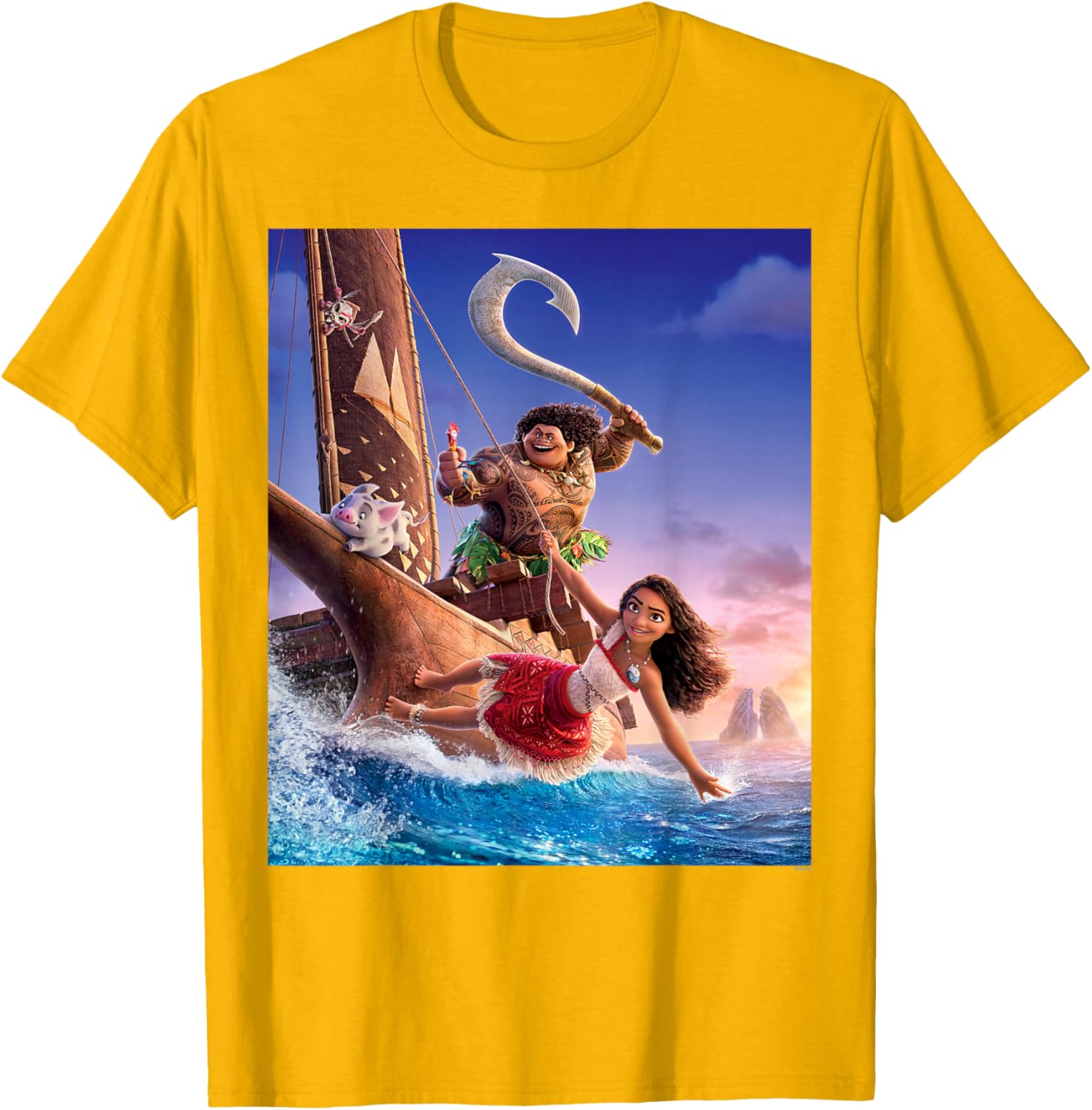 Disney Moana Adventure T-Shirt with Maui and Friends for Kids and Adults - 23