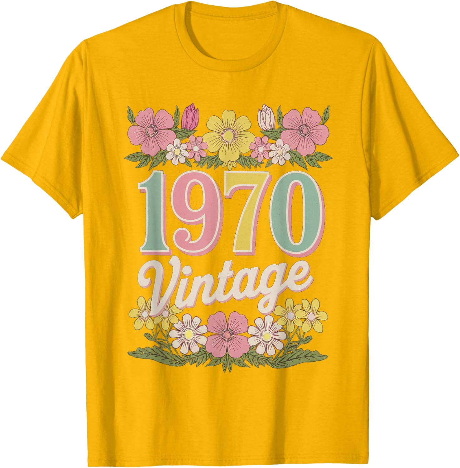 Vintage 1970 Retro Flower Birthday T-Shirt for Daughters and Women - 5