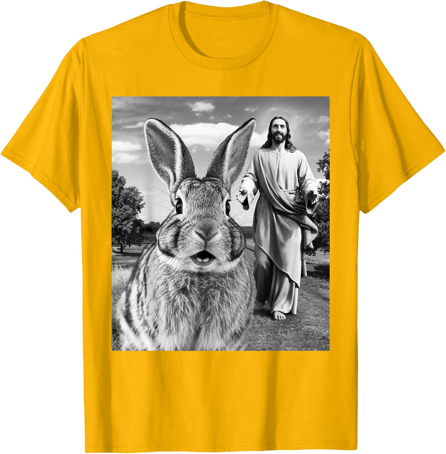 Happy Easter Bunny Selfie T-Shirt for Men Women Kids Fun Christian Style - 7