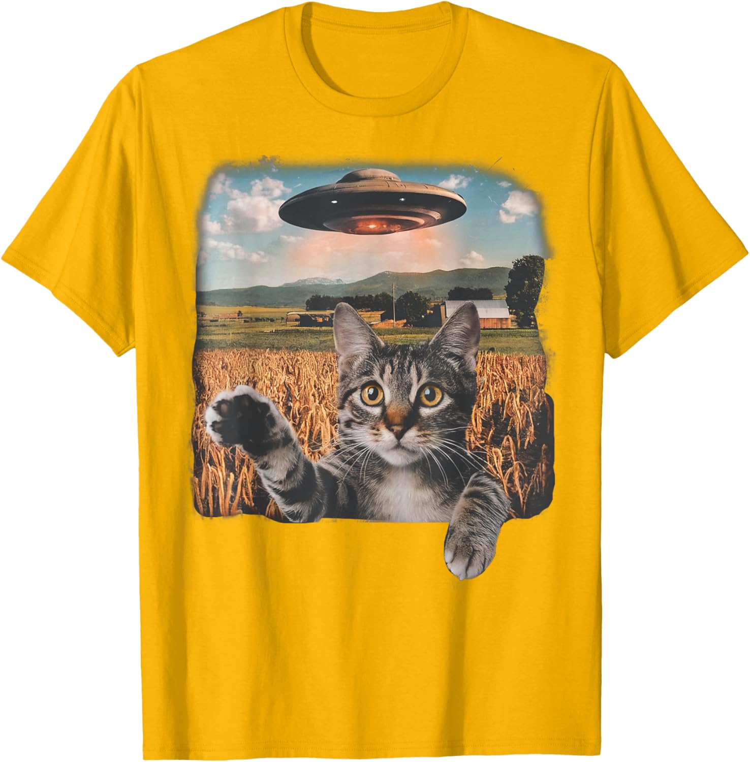 Cat Selfie with Alien UFO T-Shirt for Men, Women, and Kids - 15