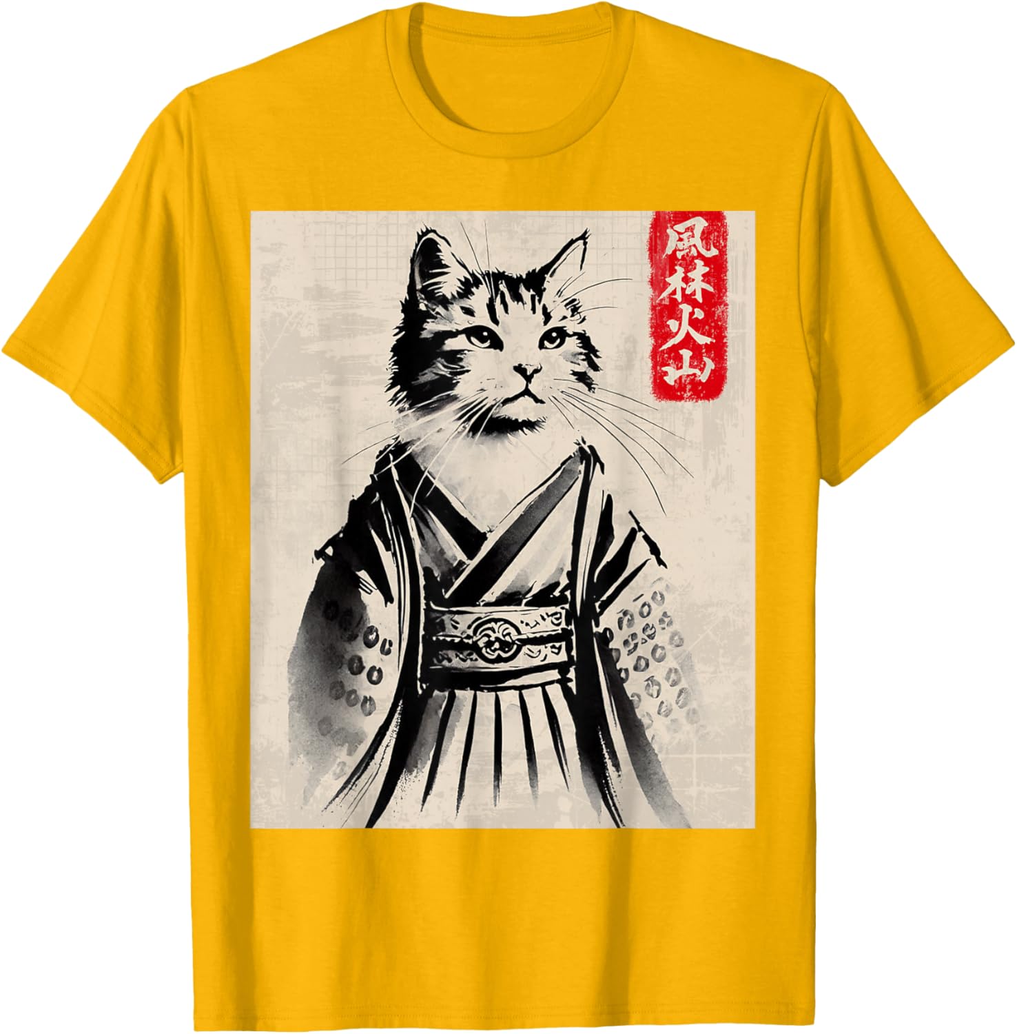 Samurai Cat Ukiyo-e Warrior Art T-Shirt for Cat Lovers and Art Fans - 11