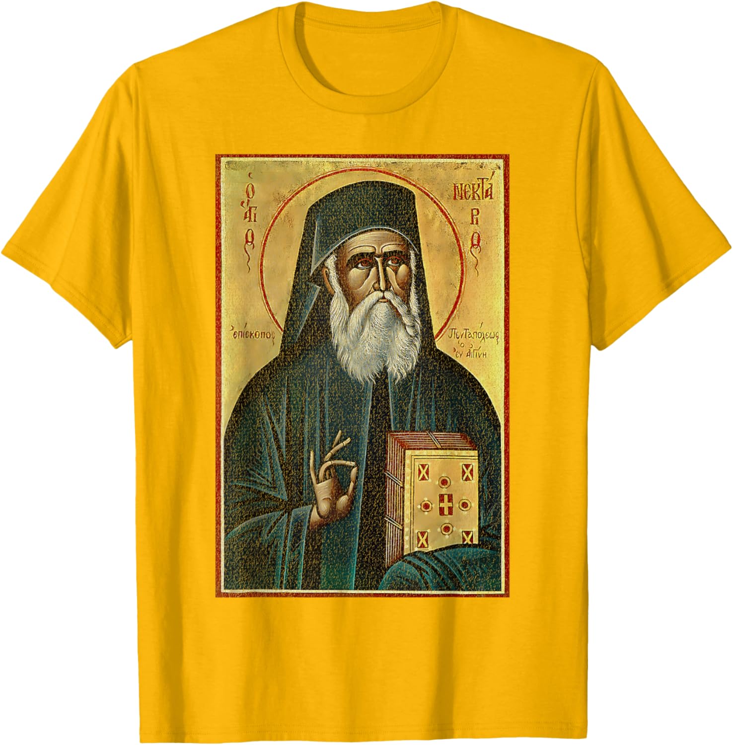 St Nektarios of Aegina Byzantine Christian T-Shirt for Faithful Wear - 1