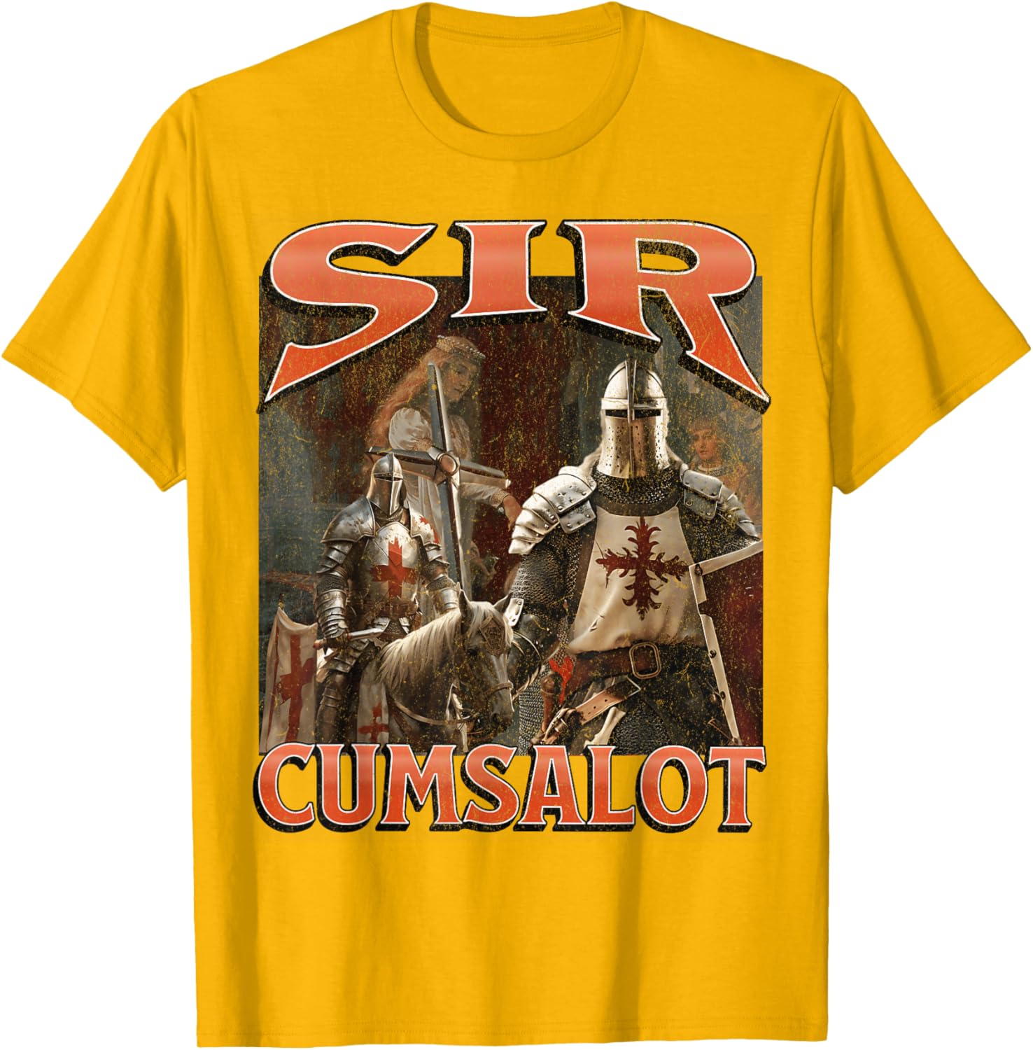 Humorous Sir Cumsalot Knight Meme Bootleg Graphic T-Shirt for Fun Fashion - 24