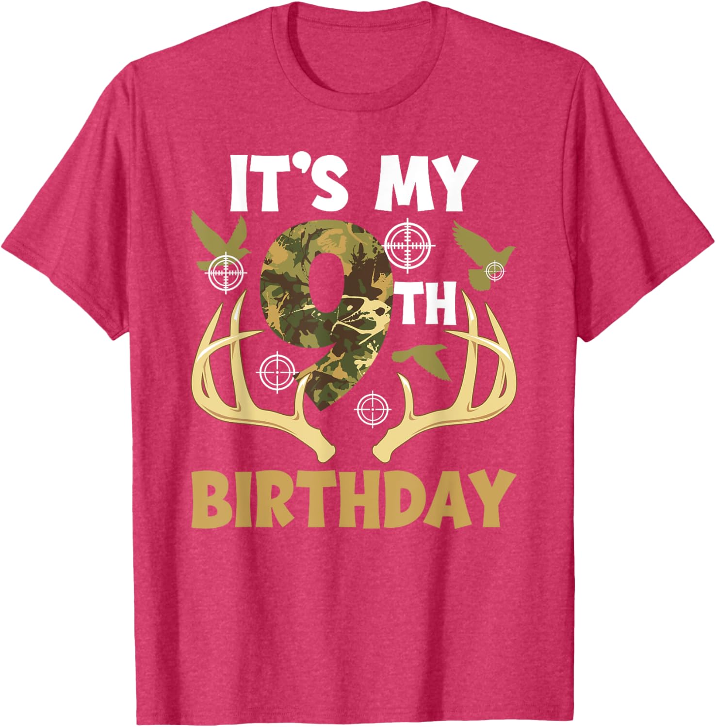 9th Birthday Hunting T-Shirt for Boys Fun Hunter Design Gift - 19