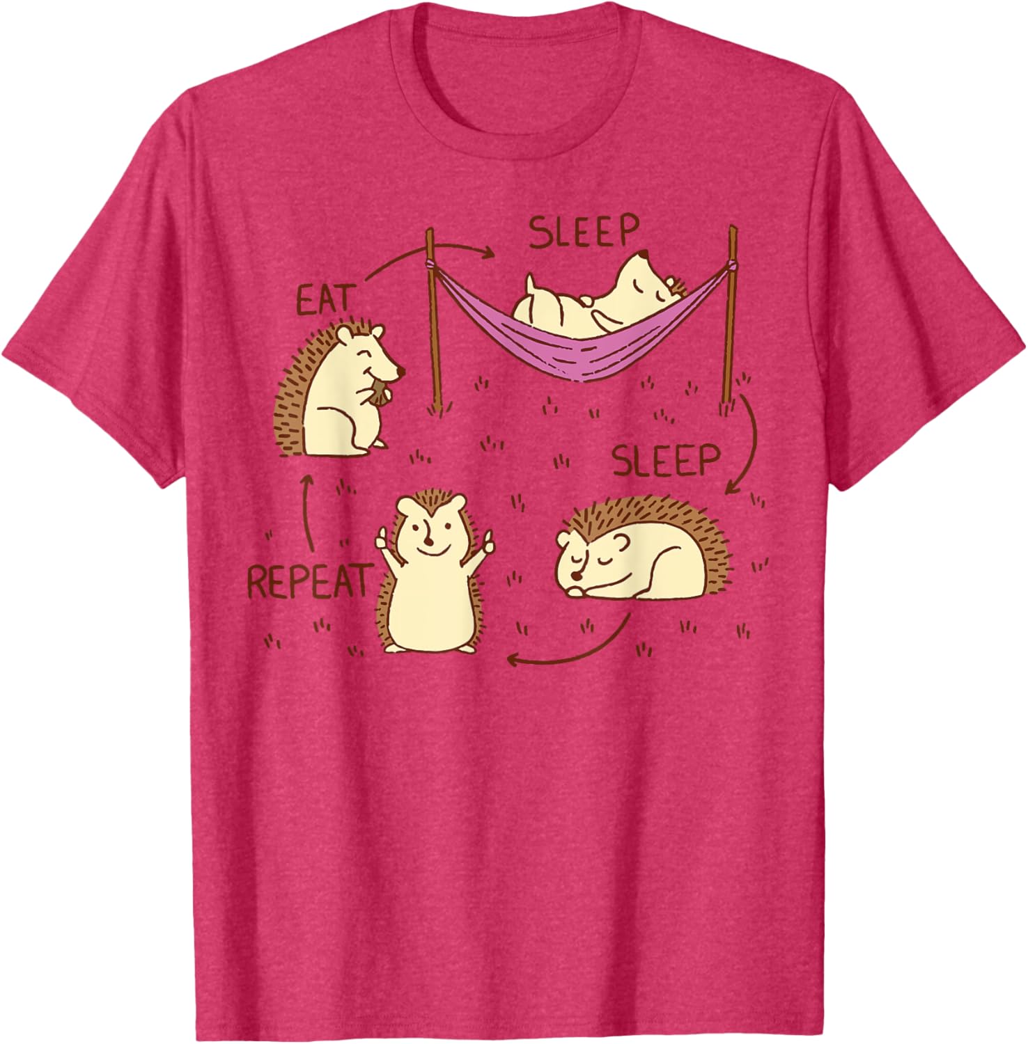 Hedgehog Life Cycle Eat Sleep Repeat T-Shirt for Animal Lovers - 6