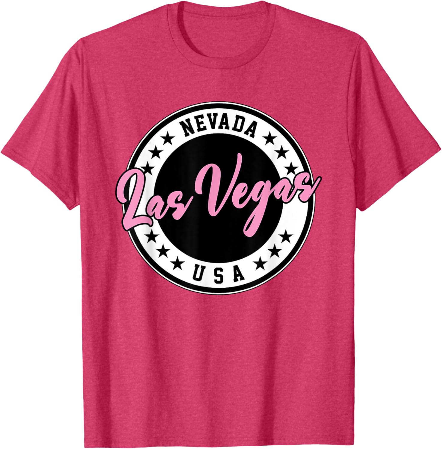 Las Vegas Nevada Pink Script Circle T-Shirt for Fun Fashion Lovers - 4