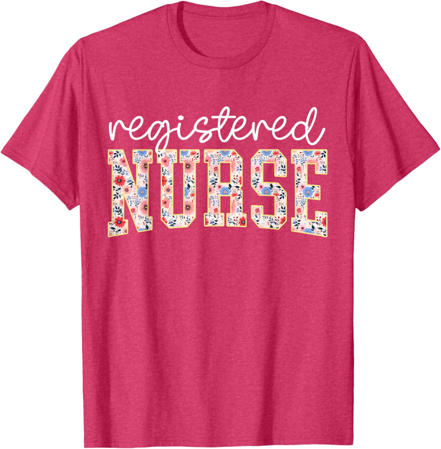 Floral Print RN Nurse T-Shirt for Women - Perfect for Nursing School - 18