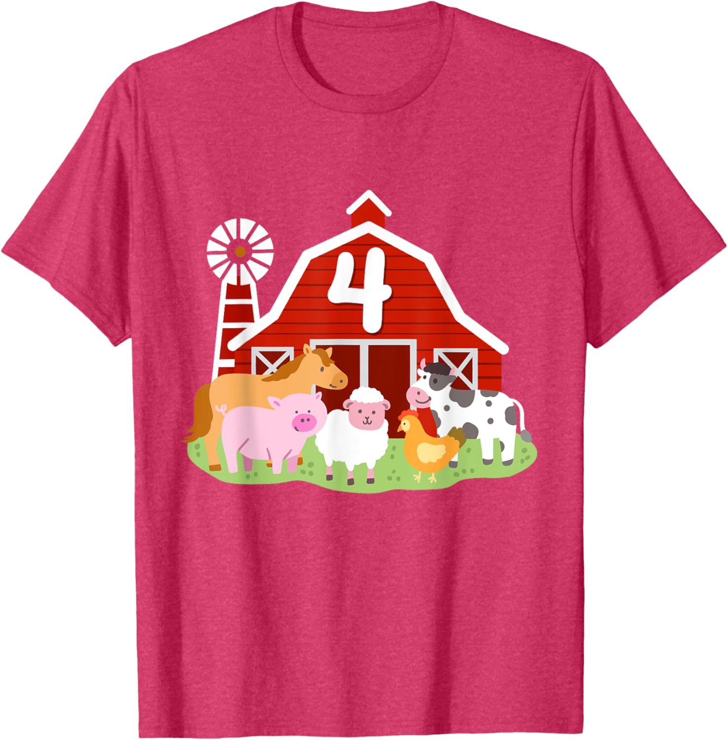 Adorable 4th Birthday Farm Animals T-Shirt for Boys Toddler Party Fun - 7
